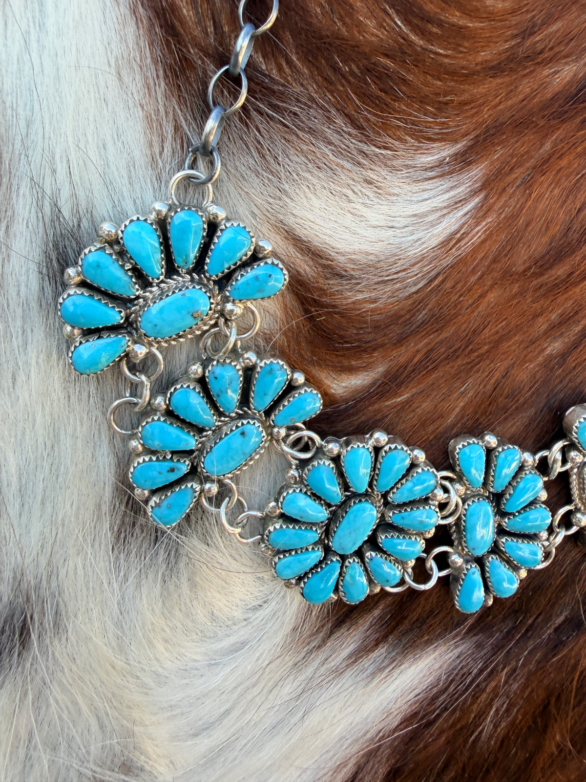Handcrafted Turquoise & Sterling Silver Cluster Necklace by Alicia Wilson