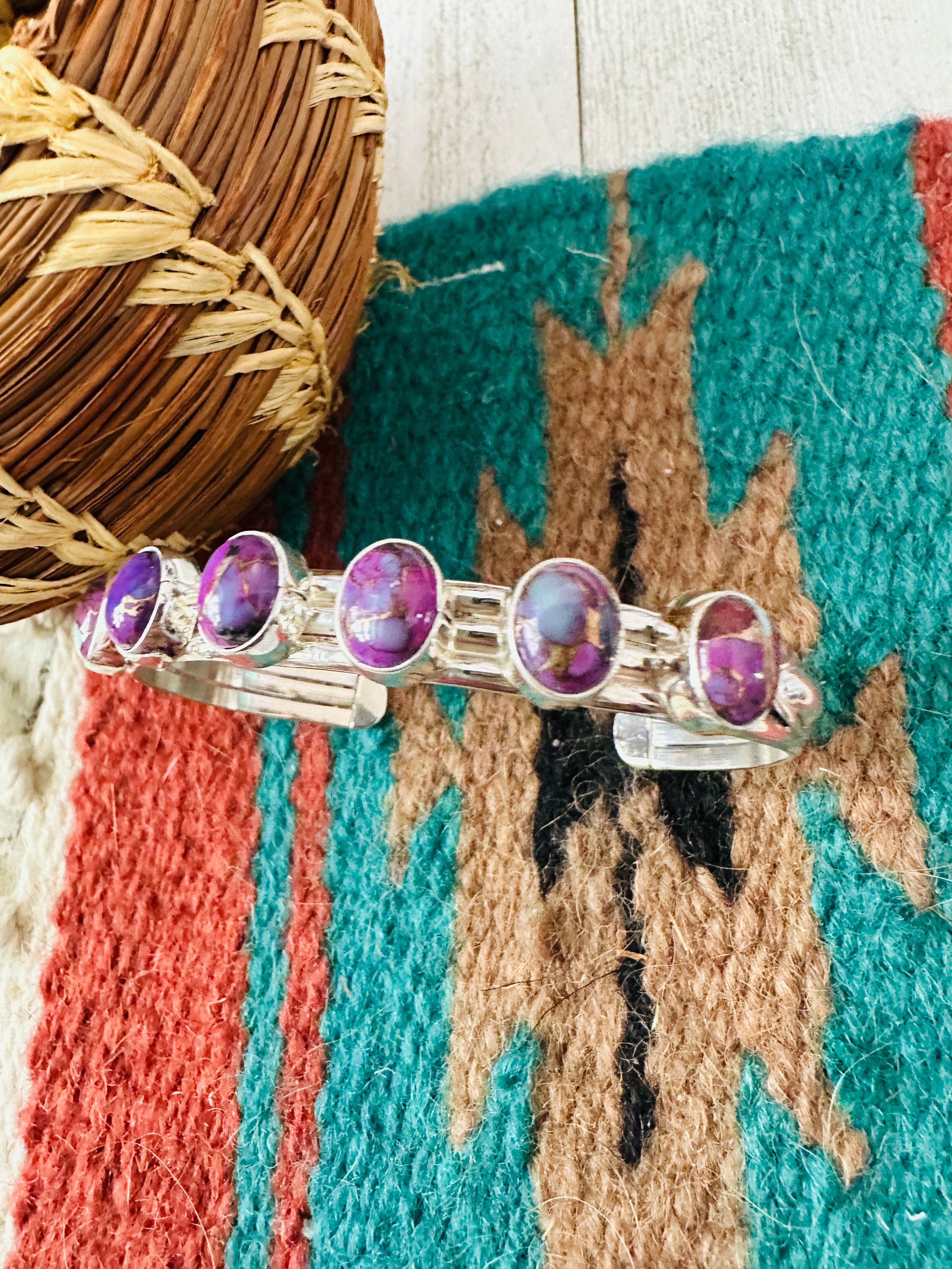 Handcrafted Sterling Silver & Purple Mojave Cuff Bracelet