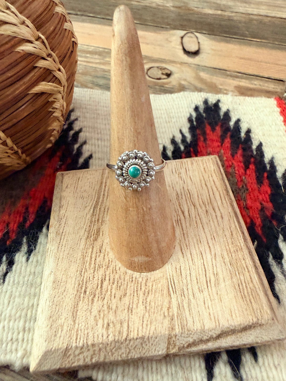 Handmade Sterling Silver & Malachite Adjustable Flower Ring