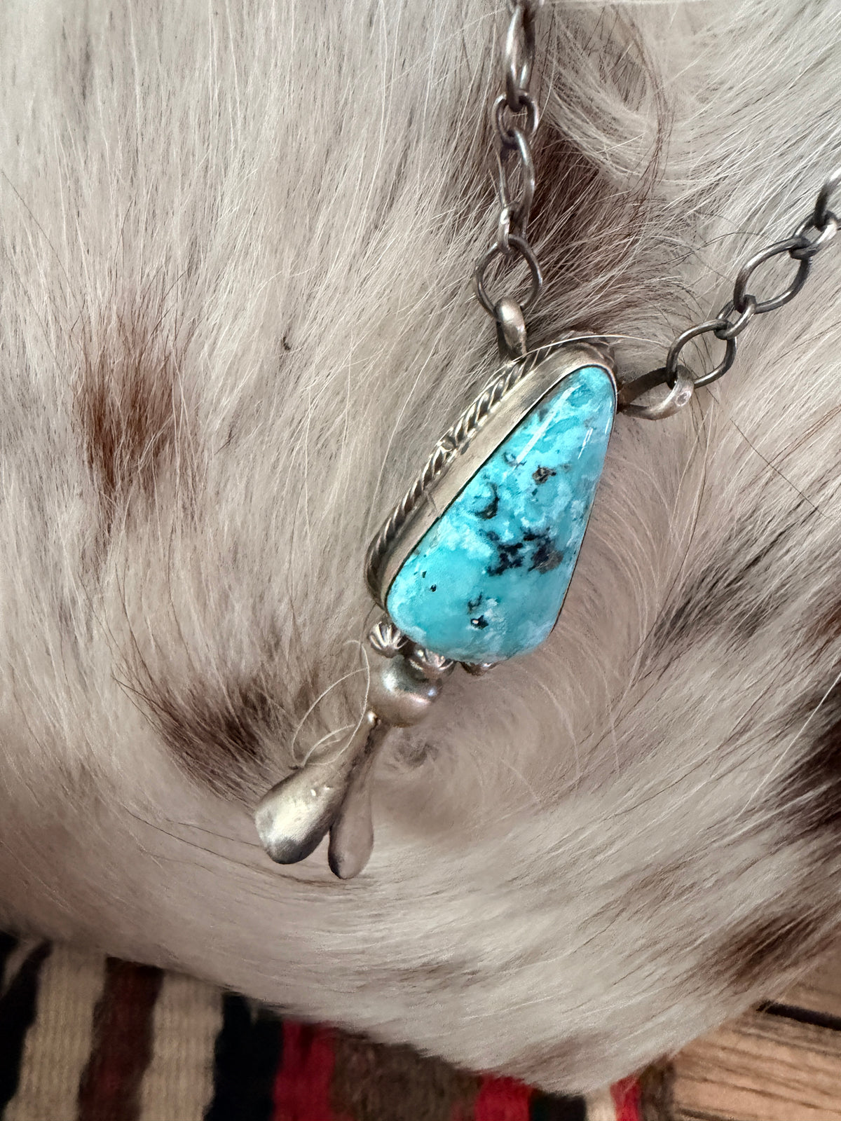 Handcrafted Turquoise & Sterling Silver Blossom Necklace by Sheila Becenti