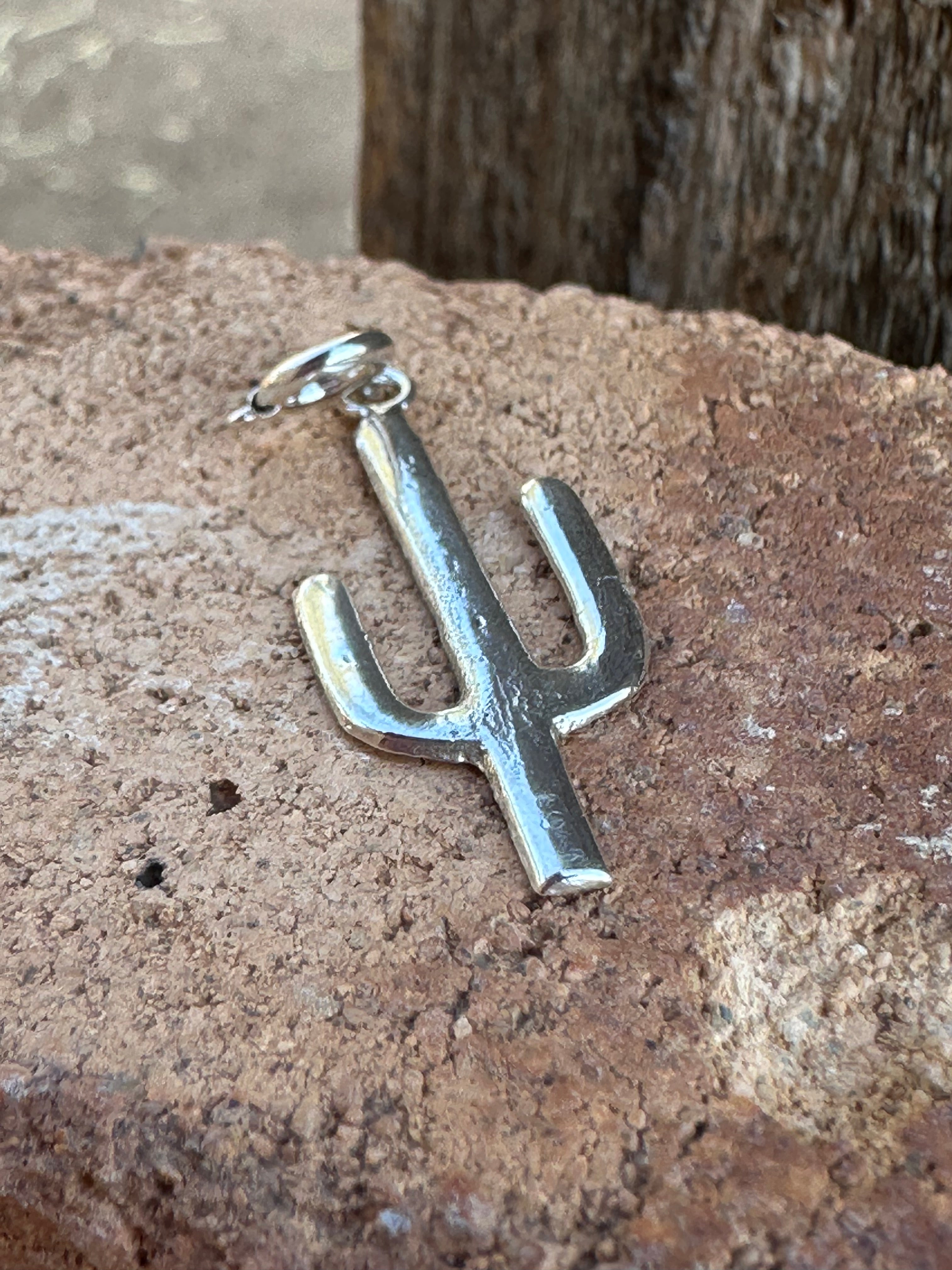 Navajo Crafted Sterling Silver Saguaro Charm