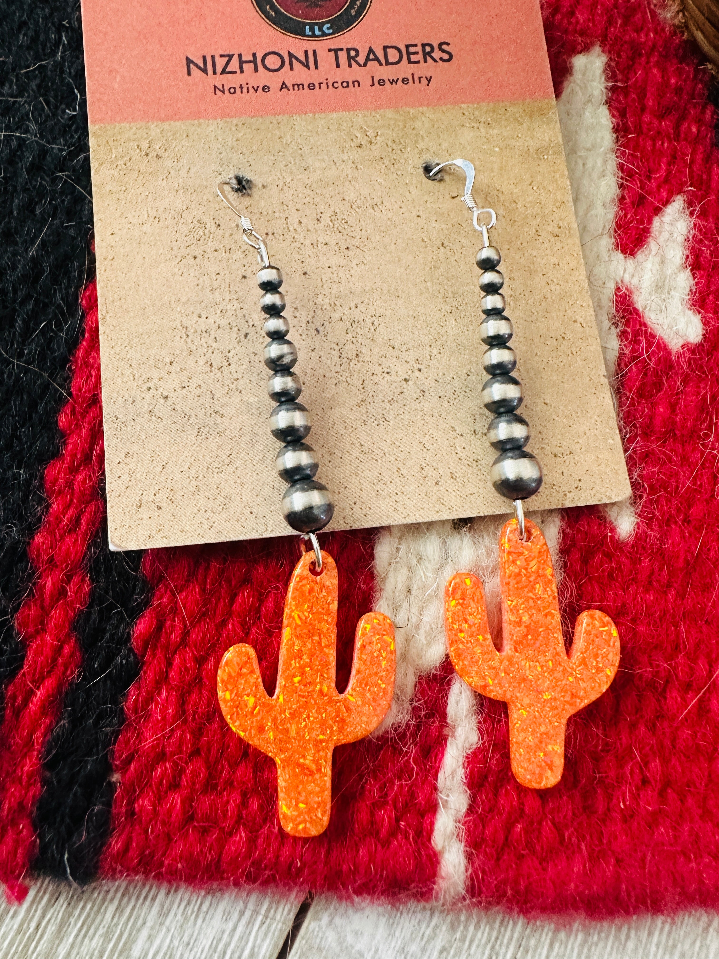 Summer Lovin’ Sterling Silver Pearl Beaded Opal Cactus Dangle Earrings