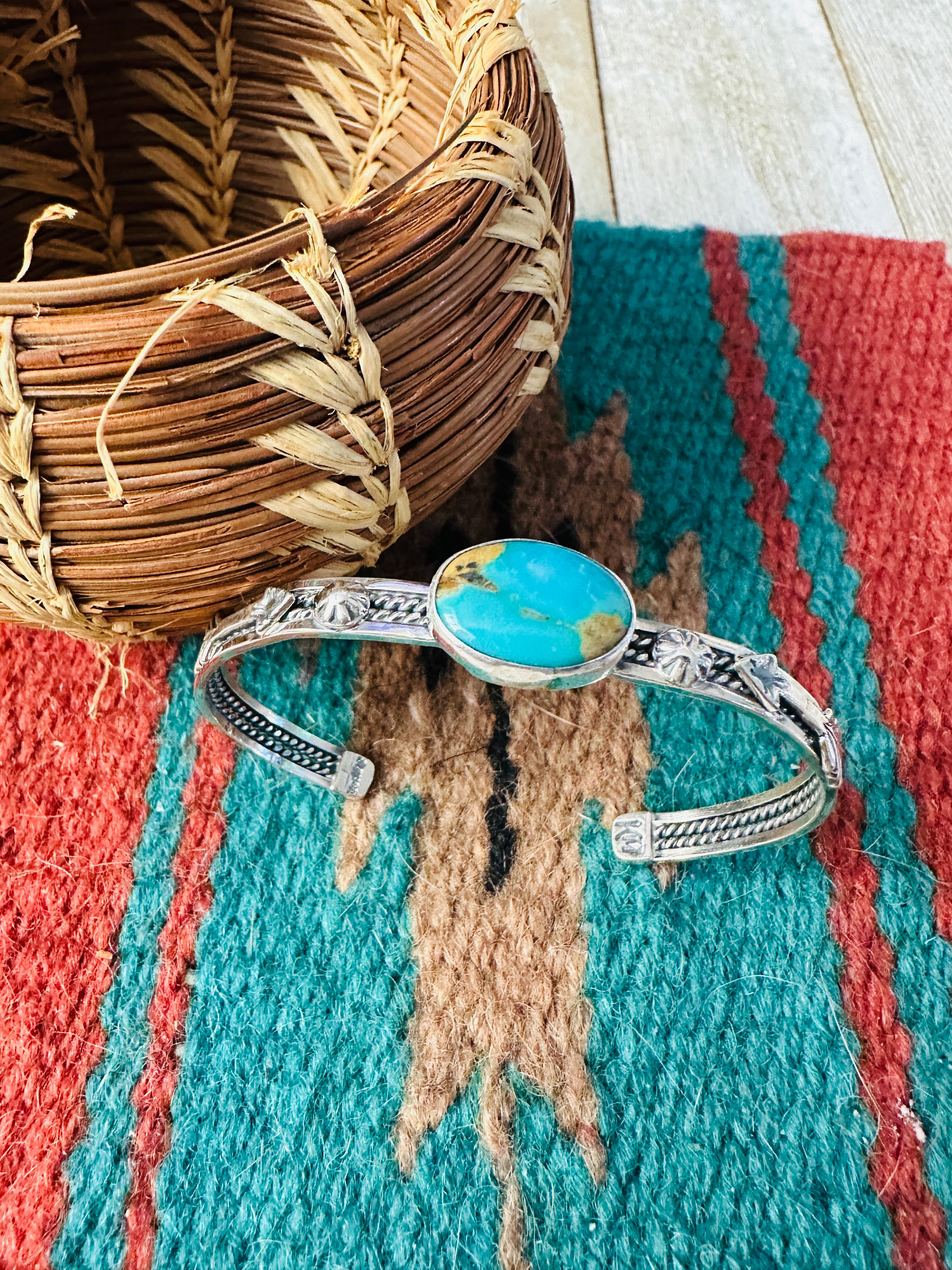 Handcrafted Turquoise & Sterling Silver Cuff Bracelet