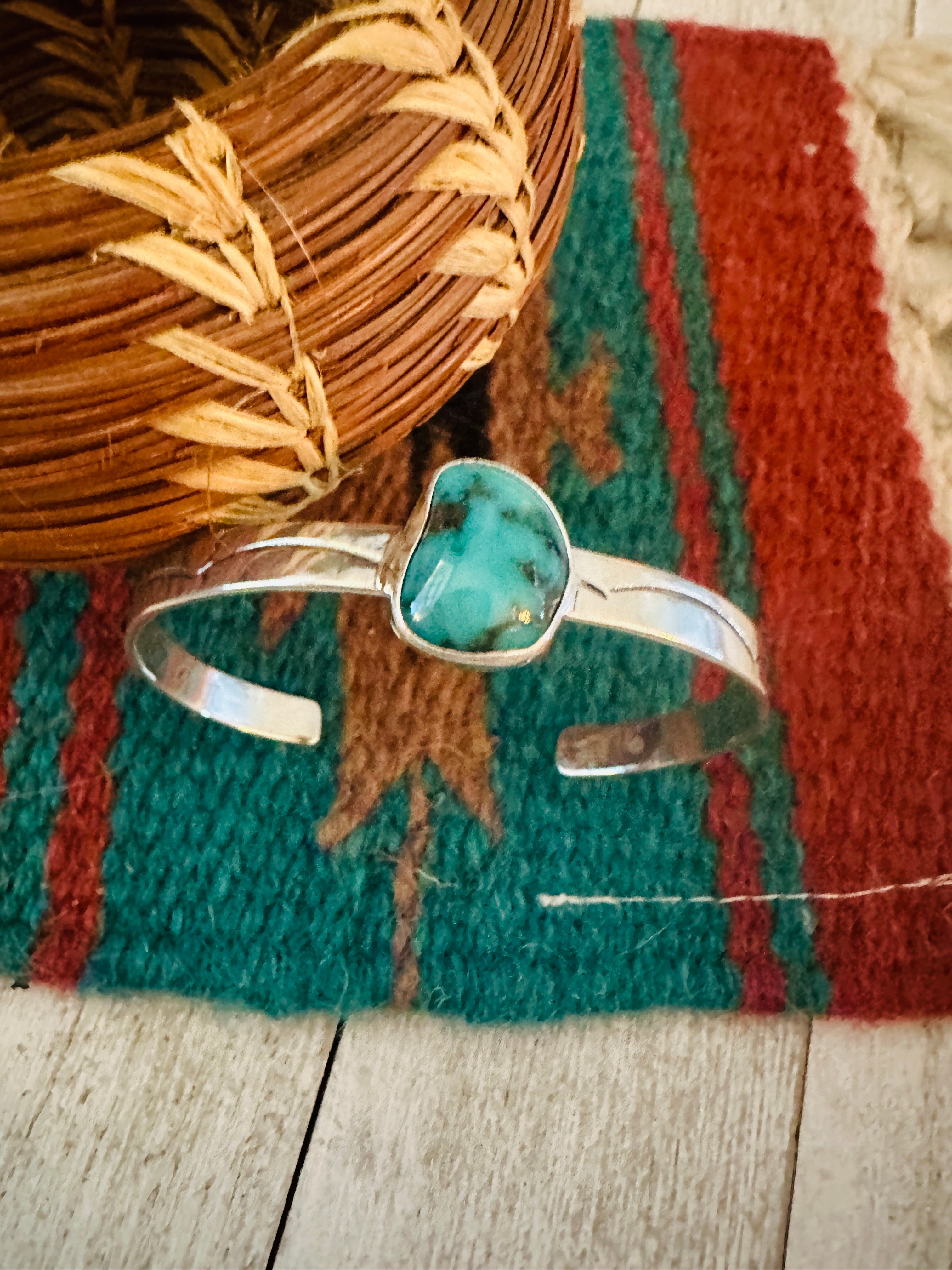 Navajo Sterling Silver & Turquoise Cuff Bracelet