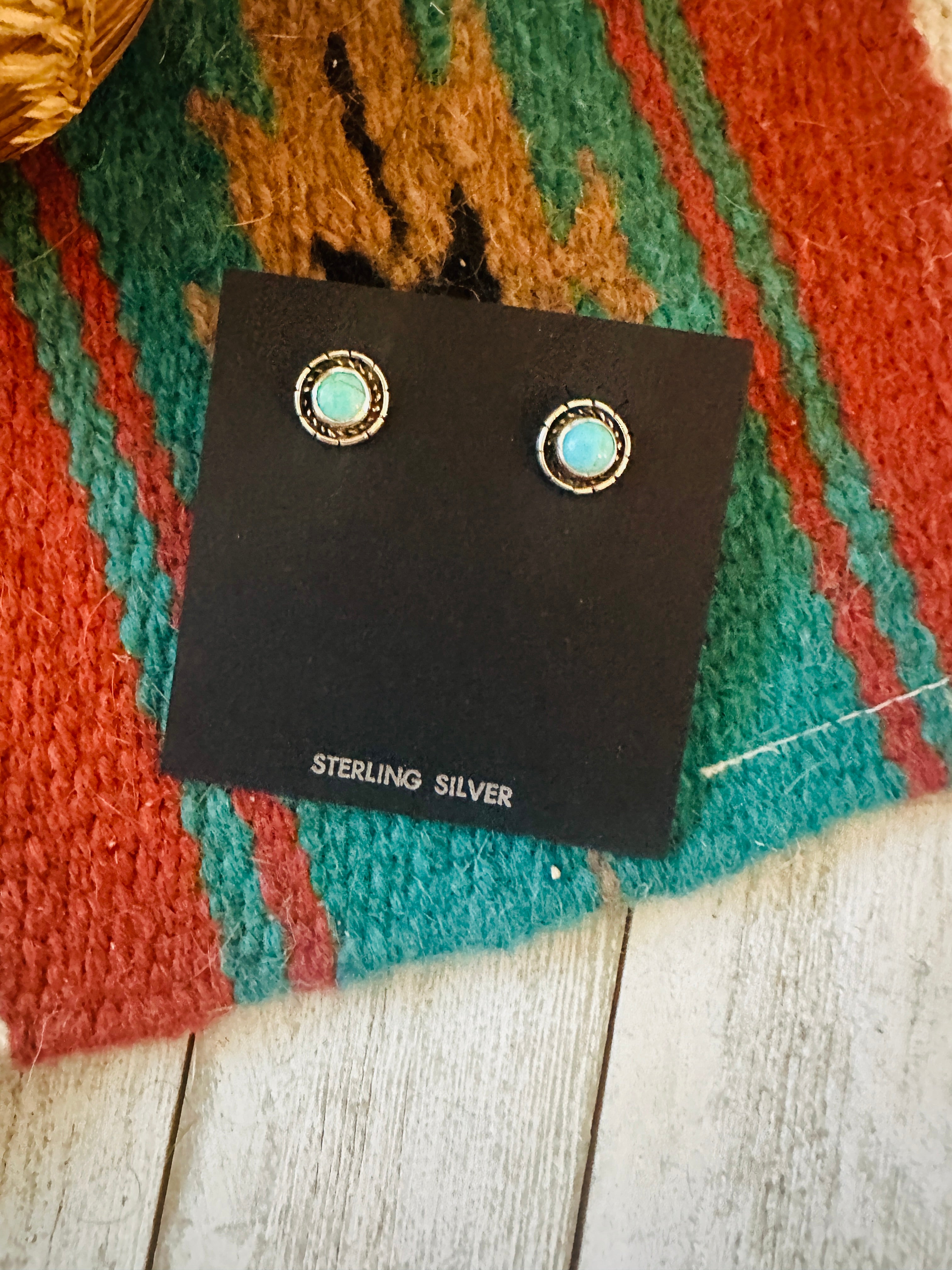 Navajo Turquoise and Sterling Silver Stud Earrings