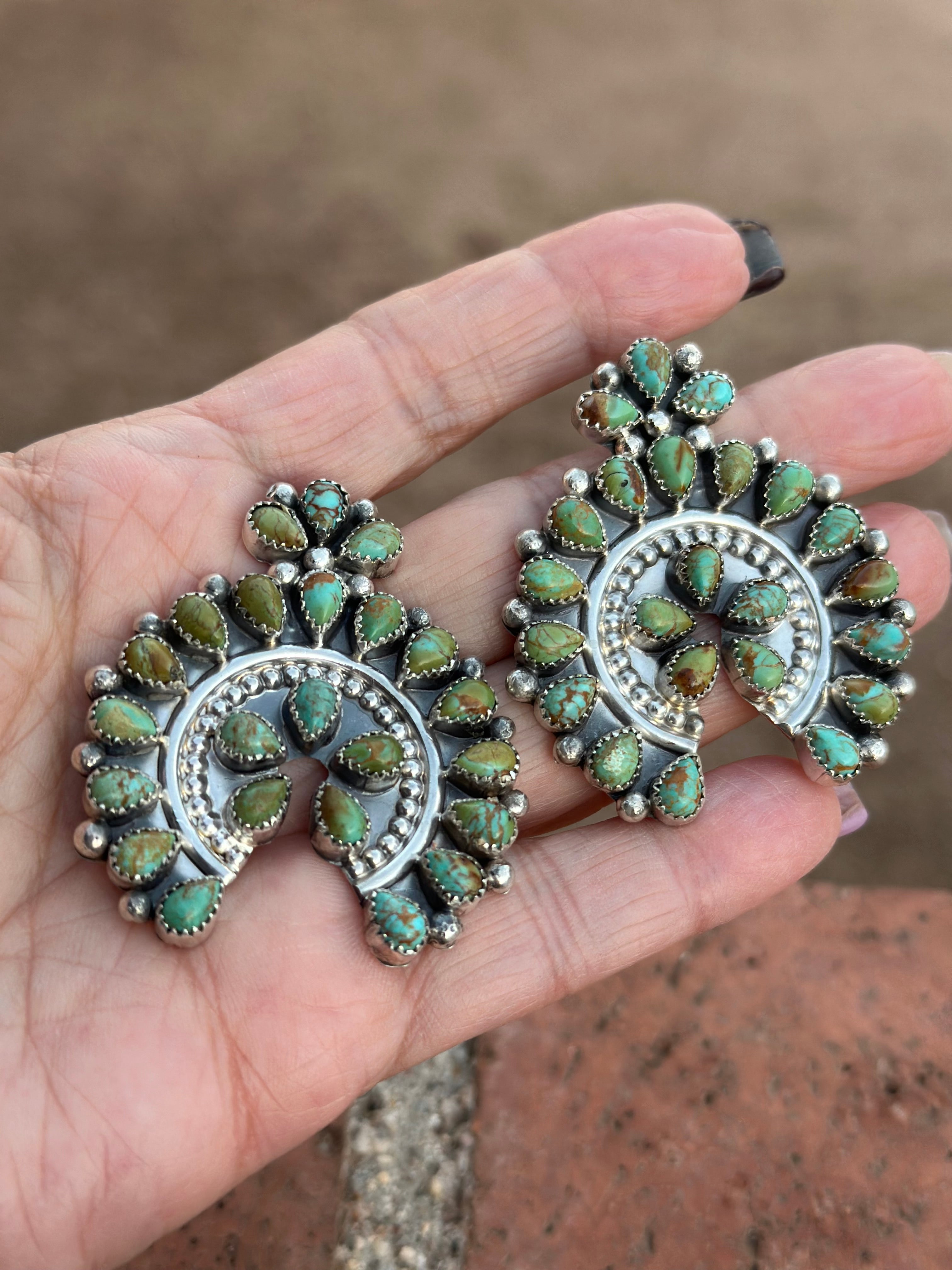 Navajo Turquoise & Sterling Silver Naja Post Earrings