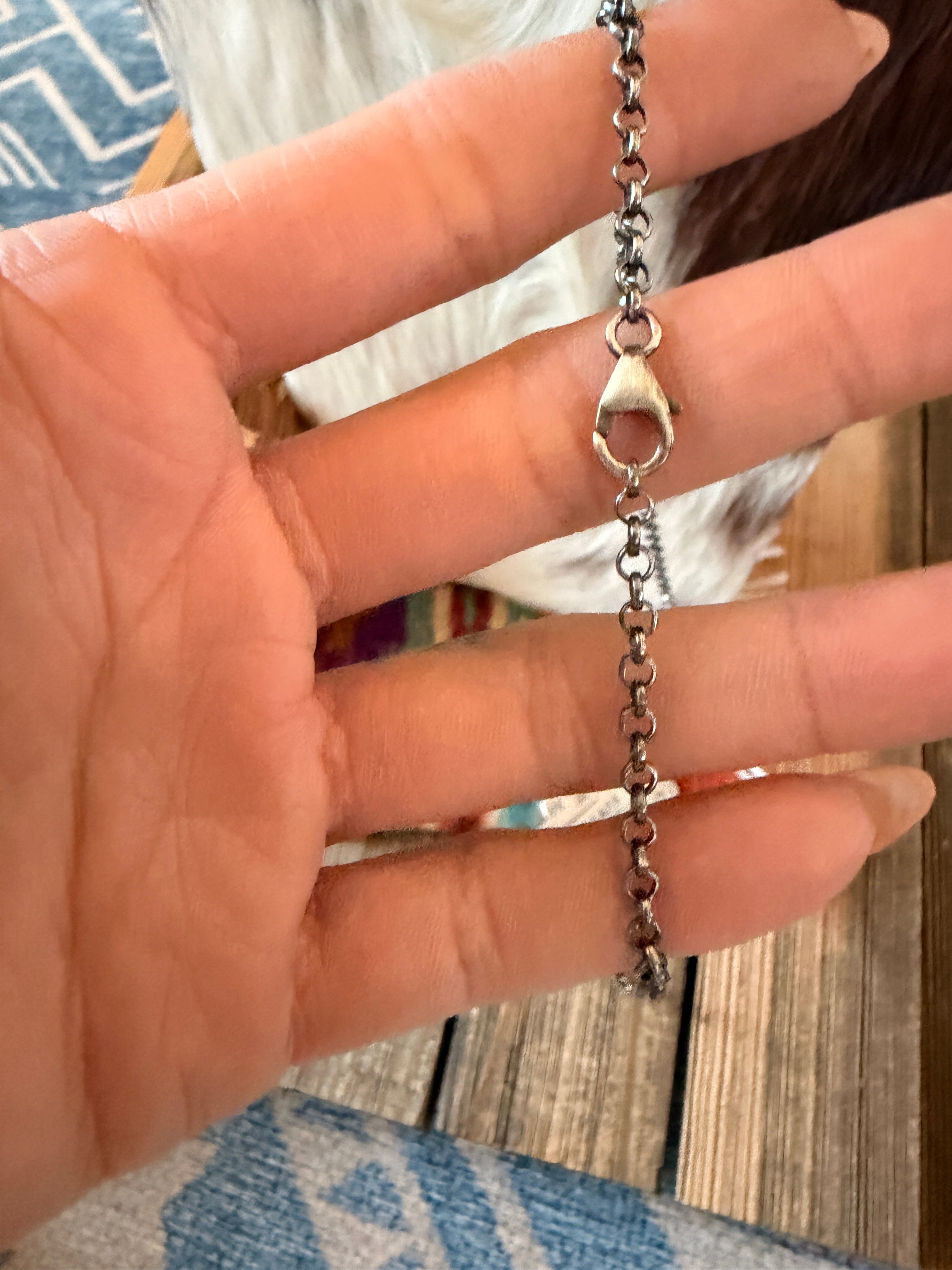Handcrafted Turquoise & Sterling Silver Thunderbird Necklace by Russell Sam