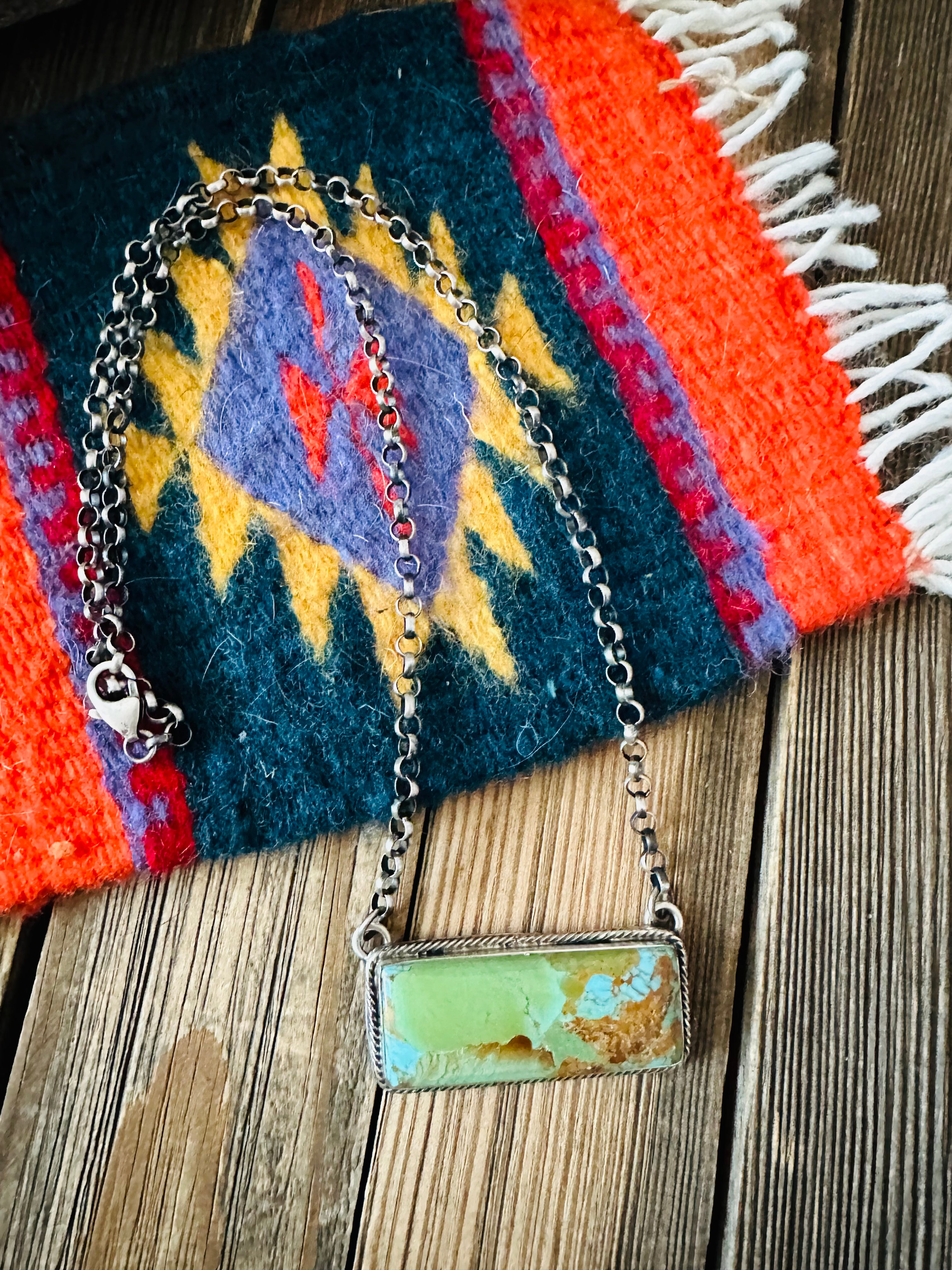 Navajo Sterling Silver & Royston Turquoise Necklace