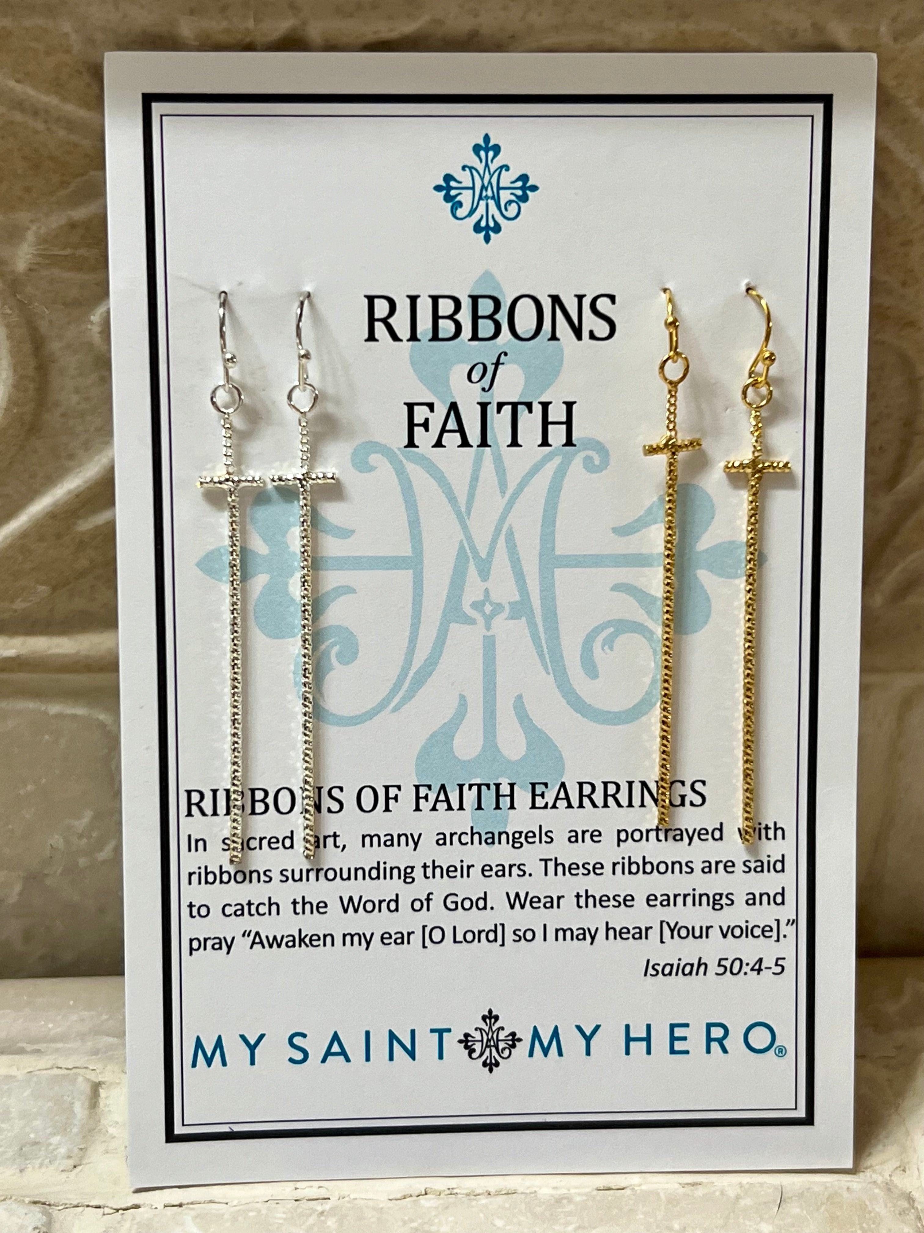 Ribbons of Faith Earrings 2 Pair- Silver & Gold colors