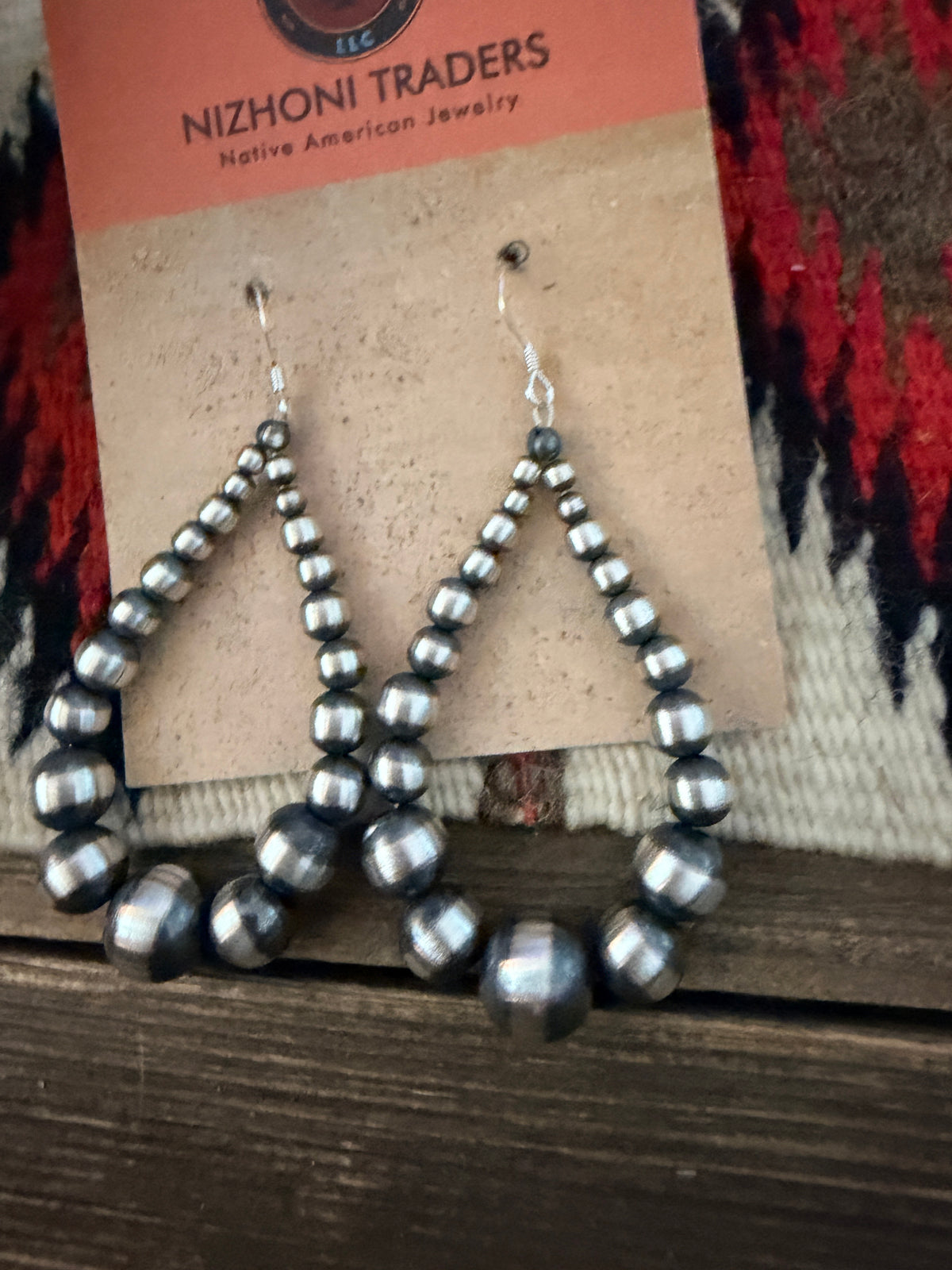 Handcrafted Sterling Silver Pearl Beaded Dangle Hoop Earrings