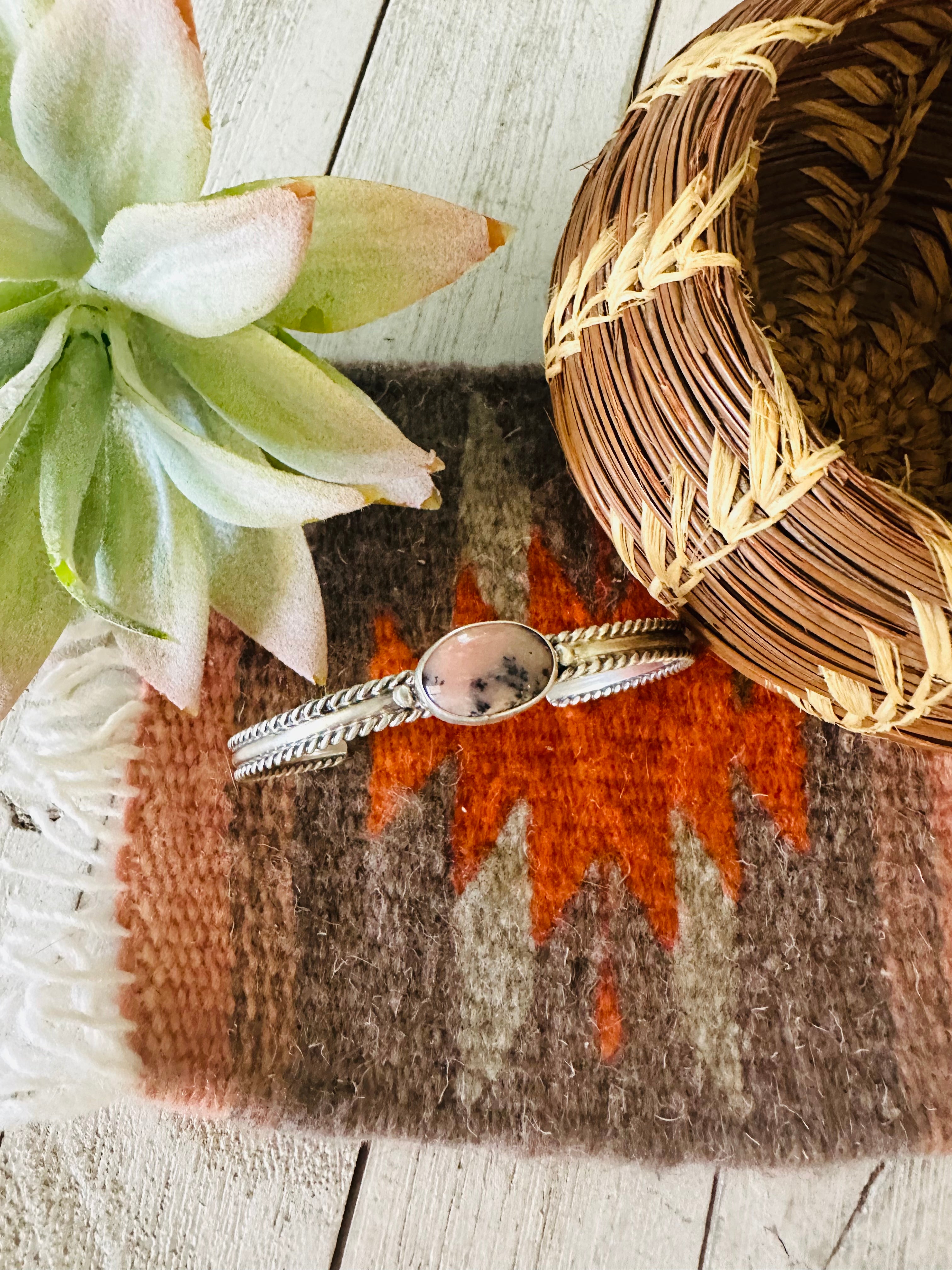 Navajo Rhodonite & Sterling Silver Cuff Bracelet