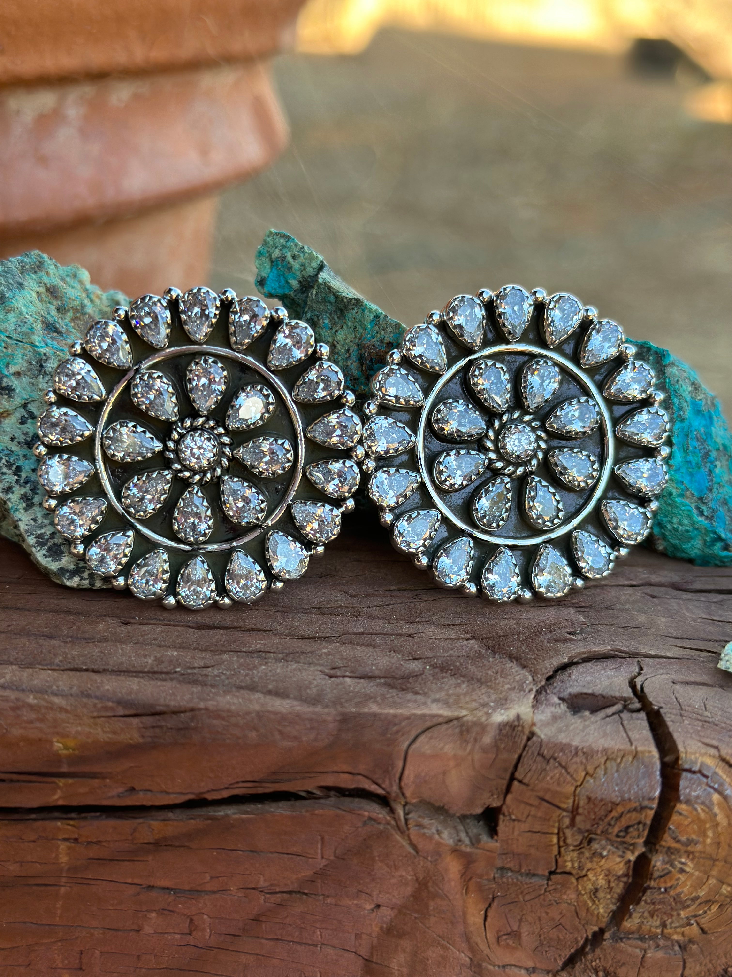 Rhinestone Cowgirl Handmade CZ & Sterling Silver Post Earrings