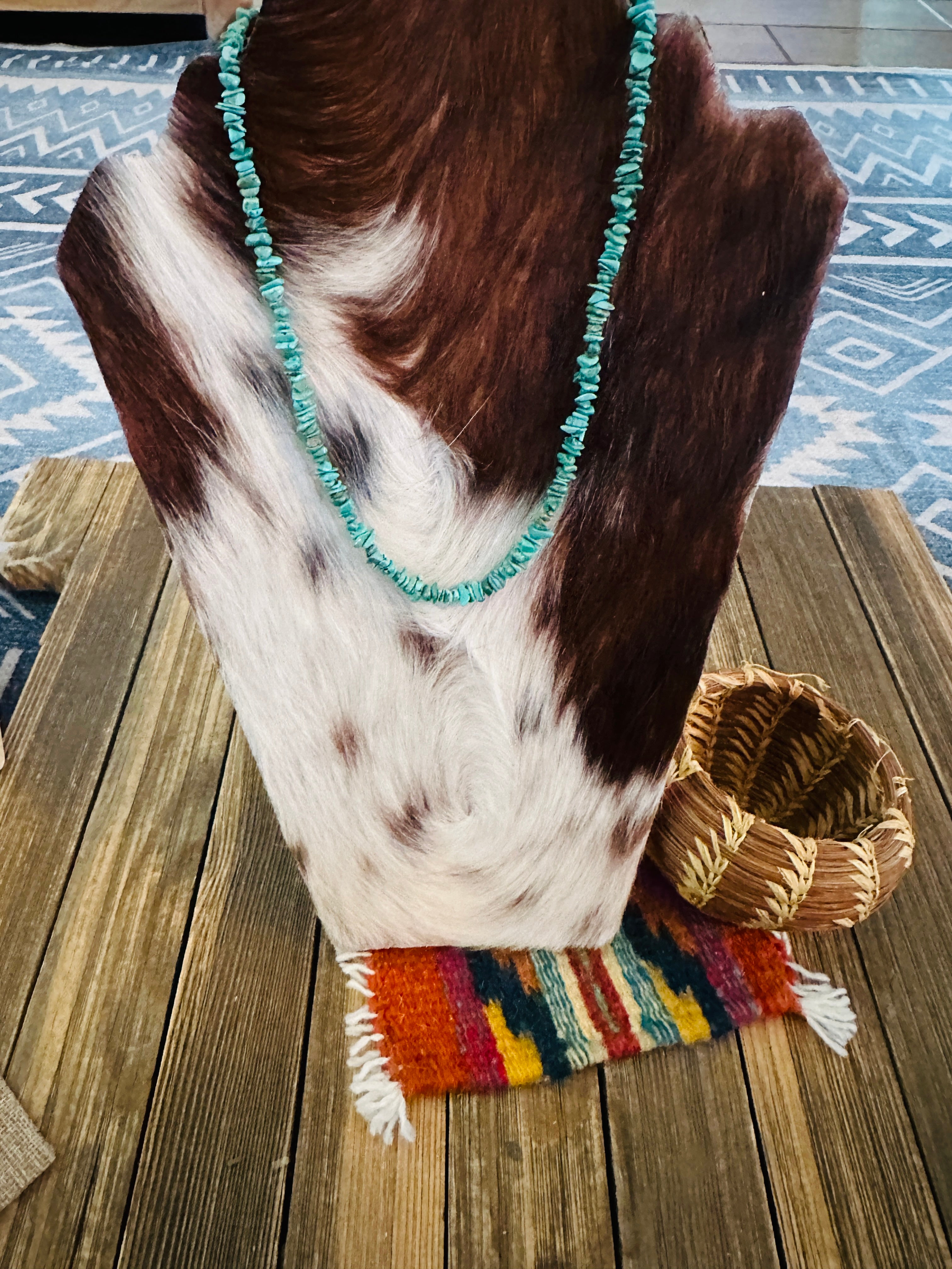 Handcrafted Turquoise & Sterling Silver 18” Beaded Necklace