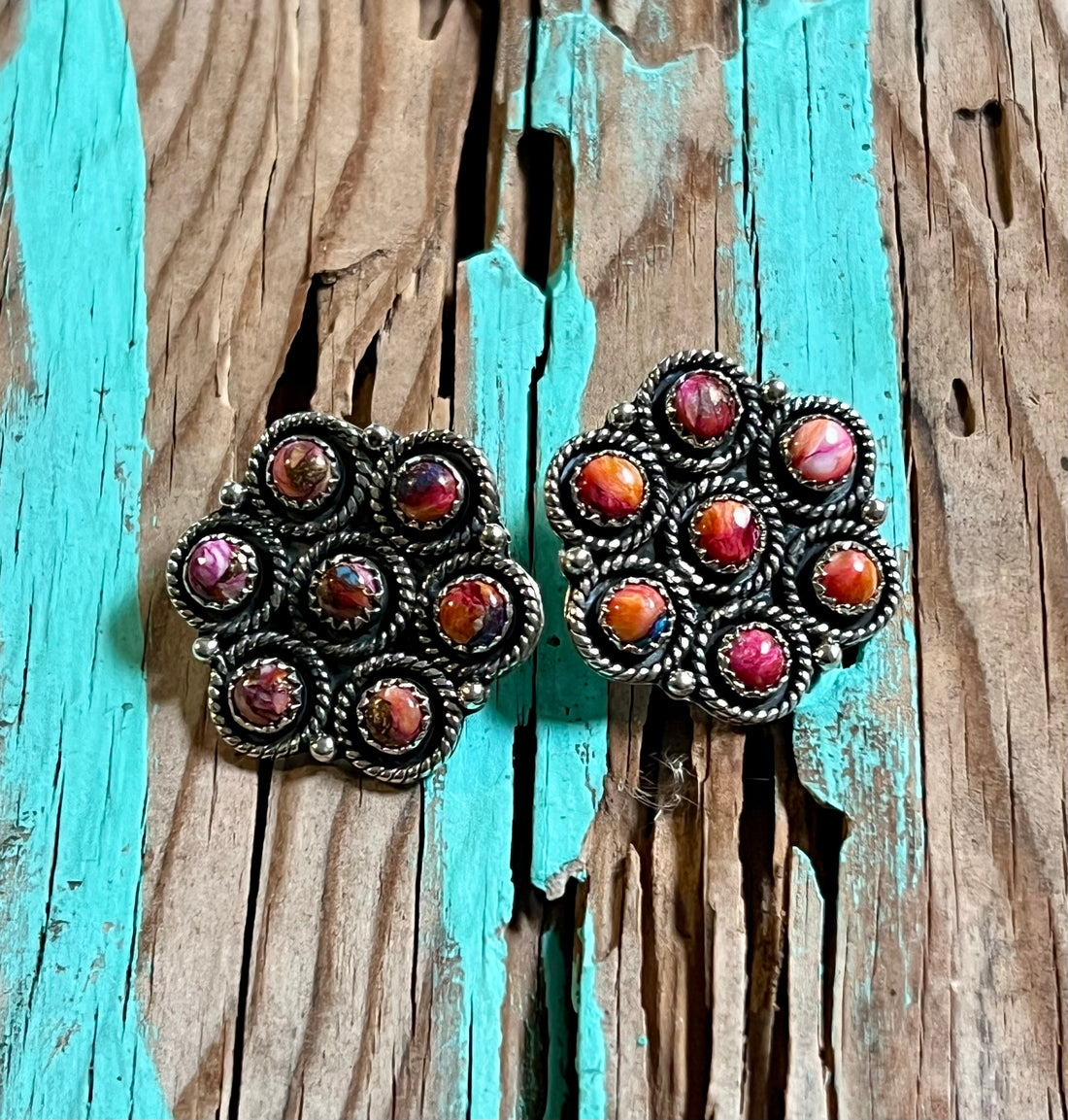 Handmade Pink Dream Mojave Post Sterling Silver Earrings Signed Nizhoni A1