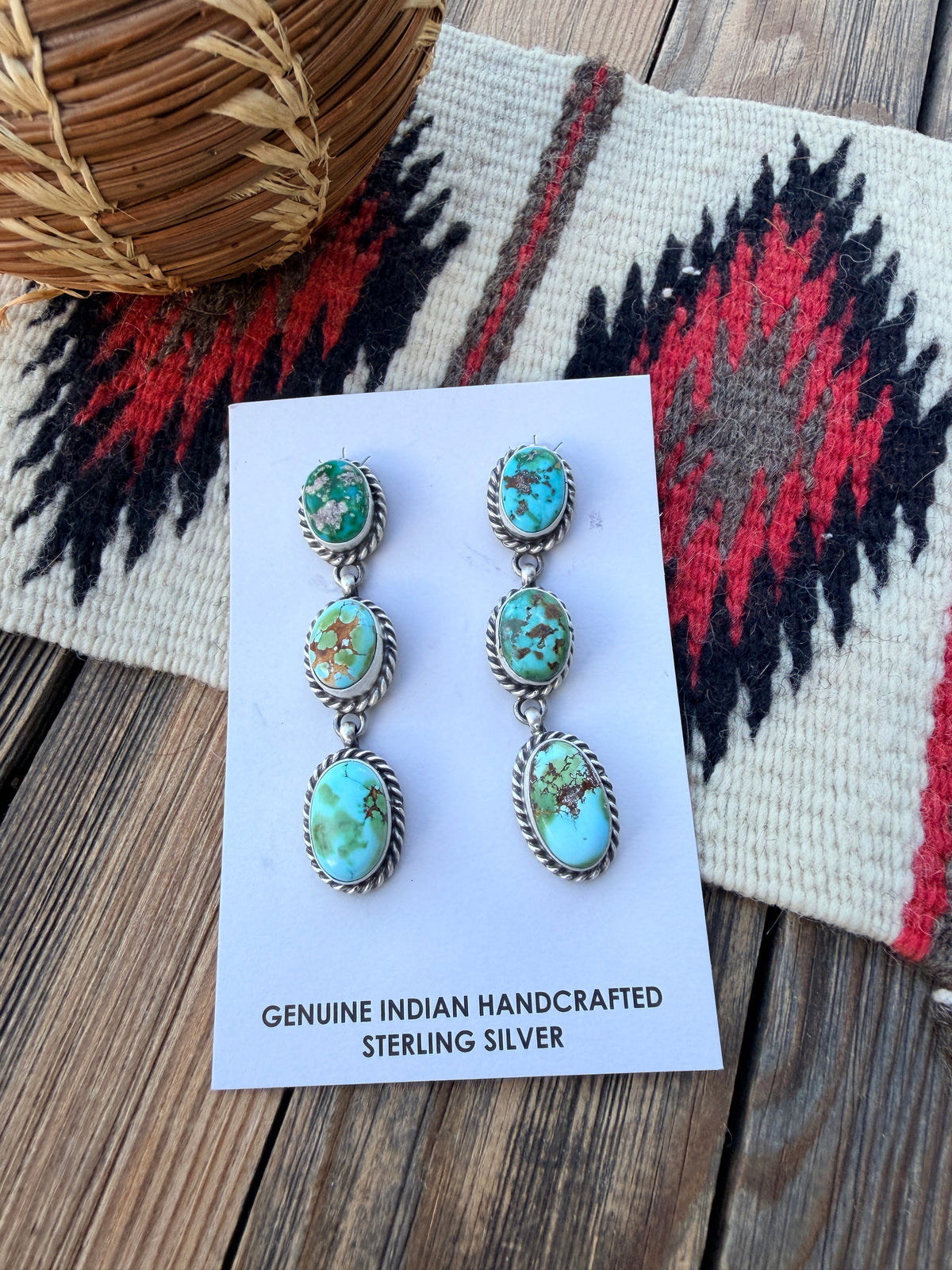 Handcrafted Sonoran Mountain Turquoise & Sterling Silver Dangle Earrings