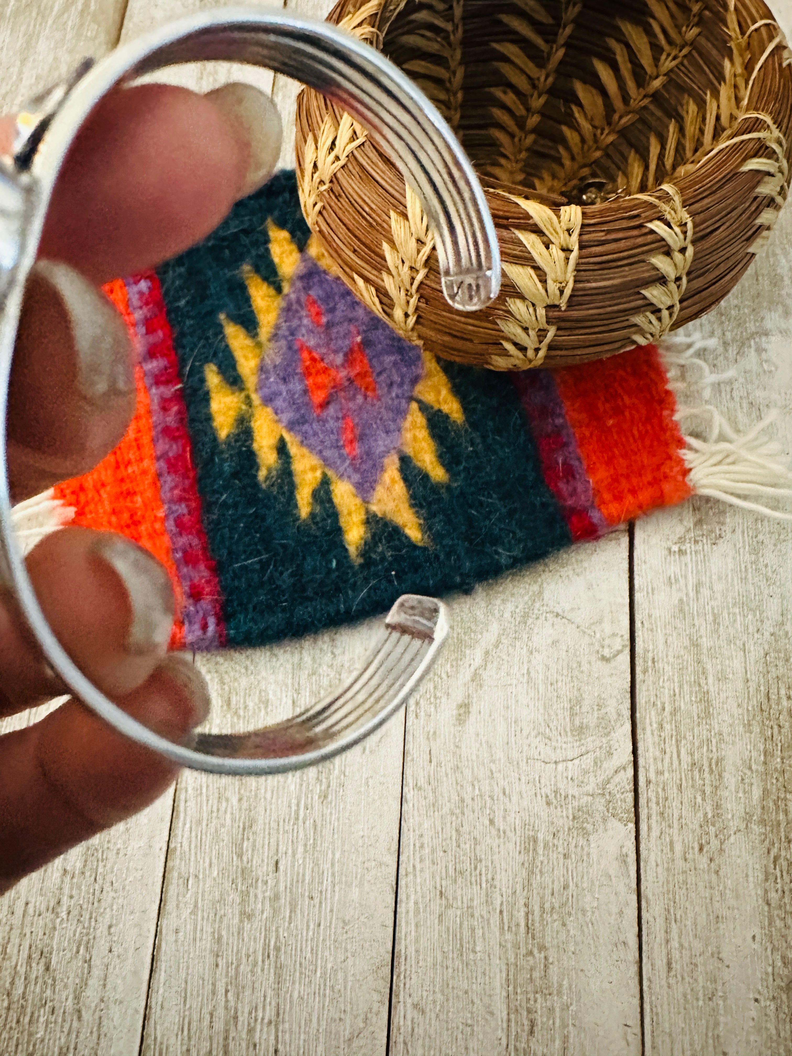 Navajo Sterling Silver & Purple Spiny Cuff Bracelet