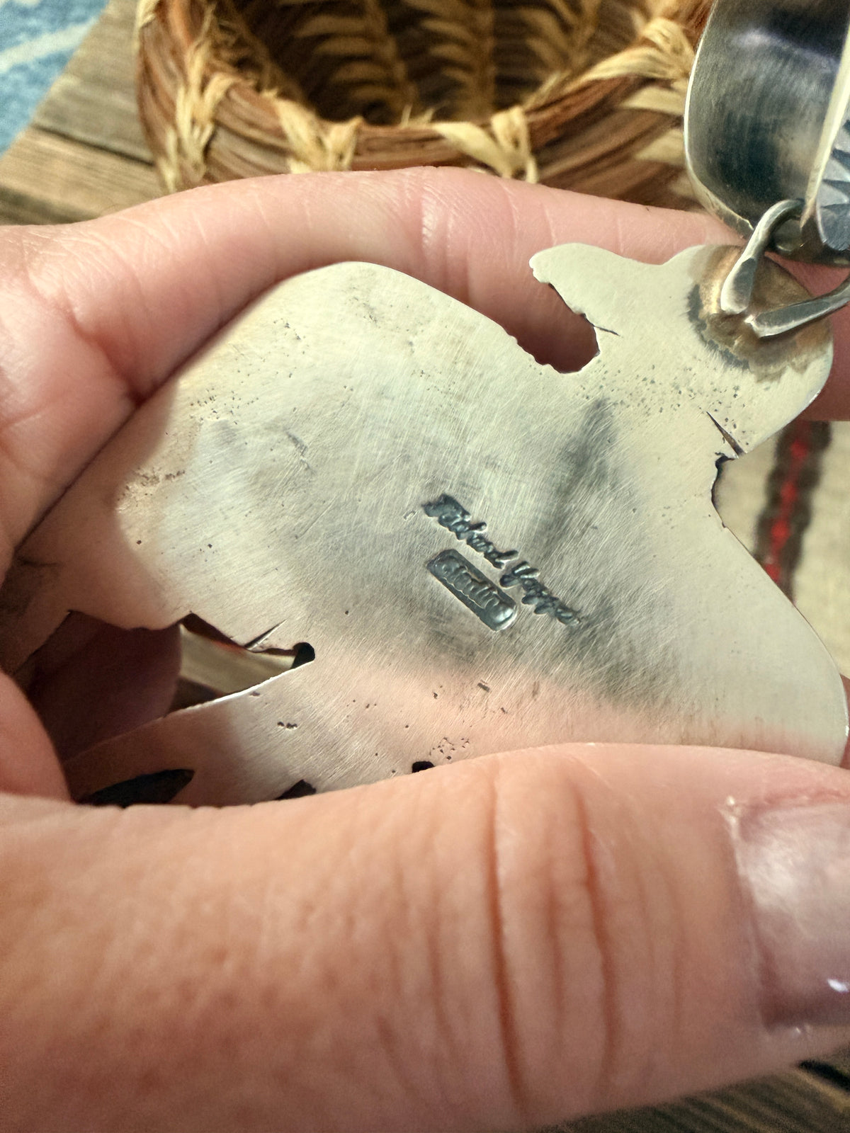 Handcrafted Turquoise & Sterling Silver Thunderbird Pendant by Richard Yazzie