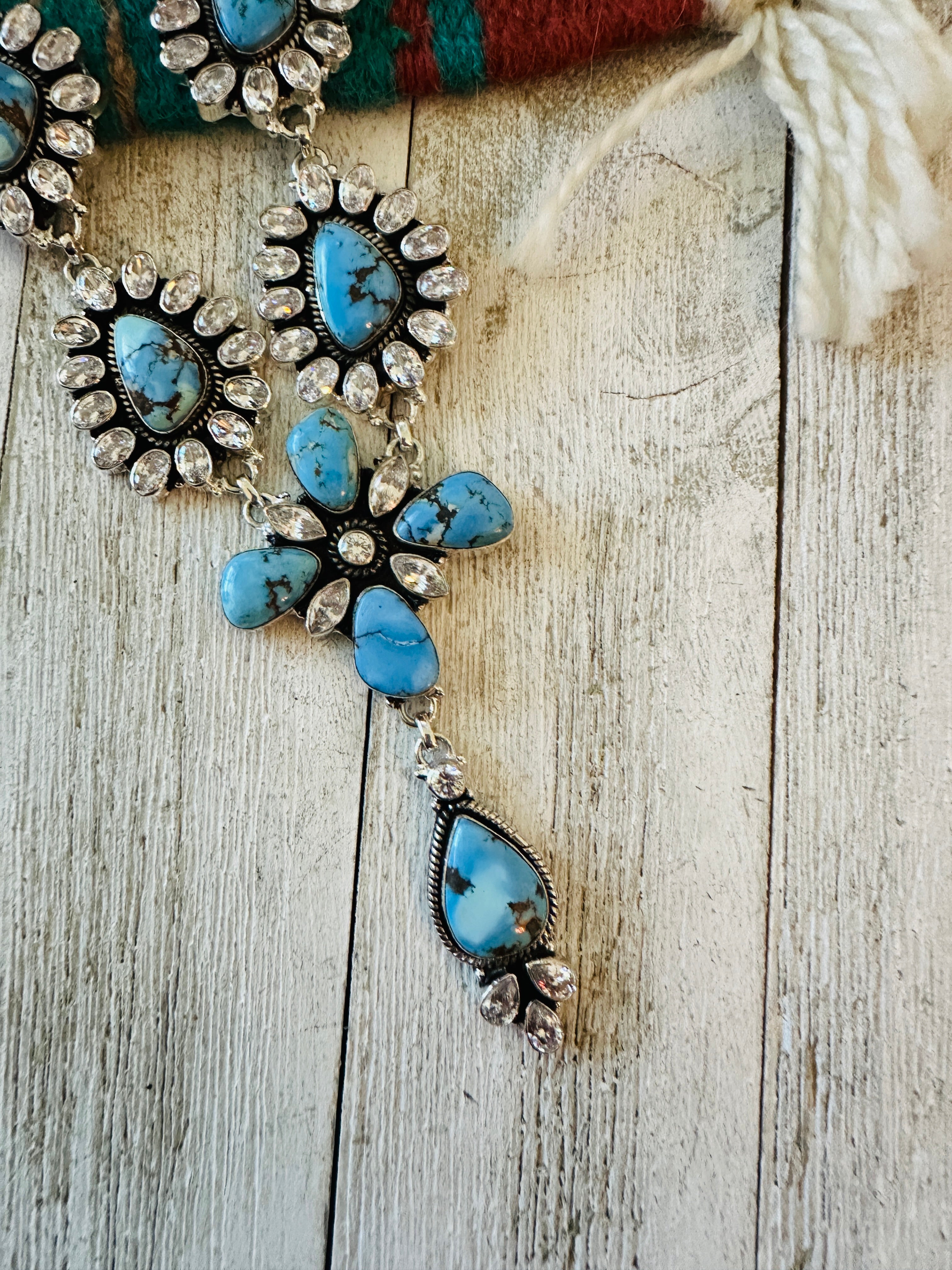 Handmade Golden Hills Turquoise and CZ Statement Necklace