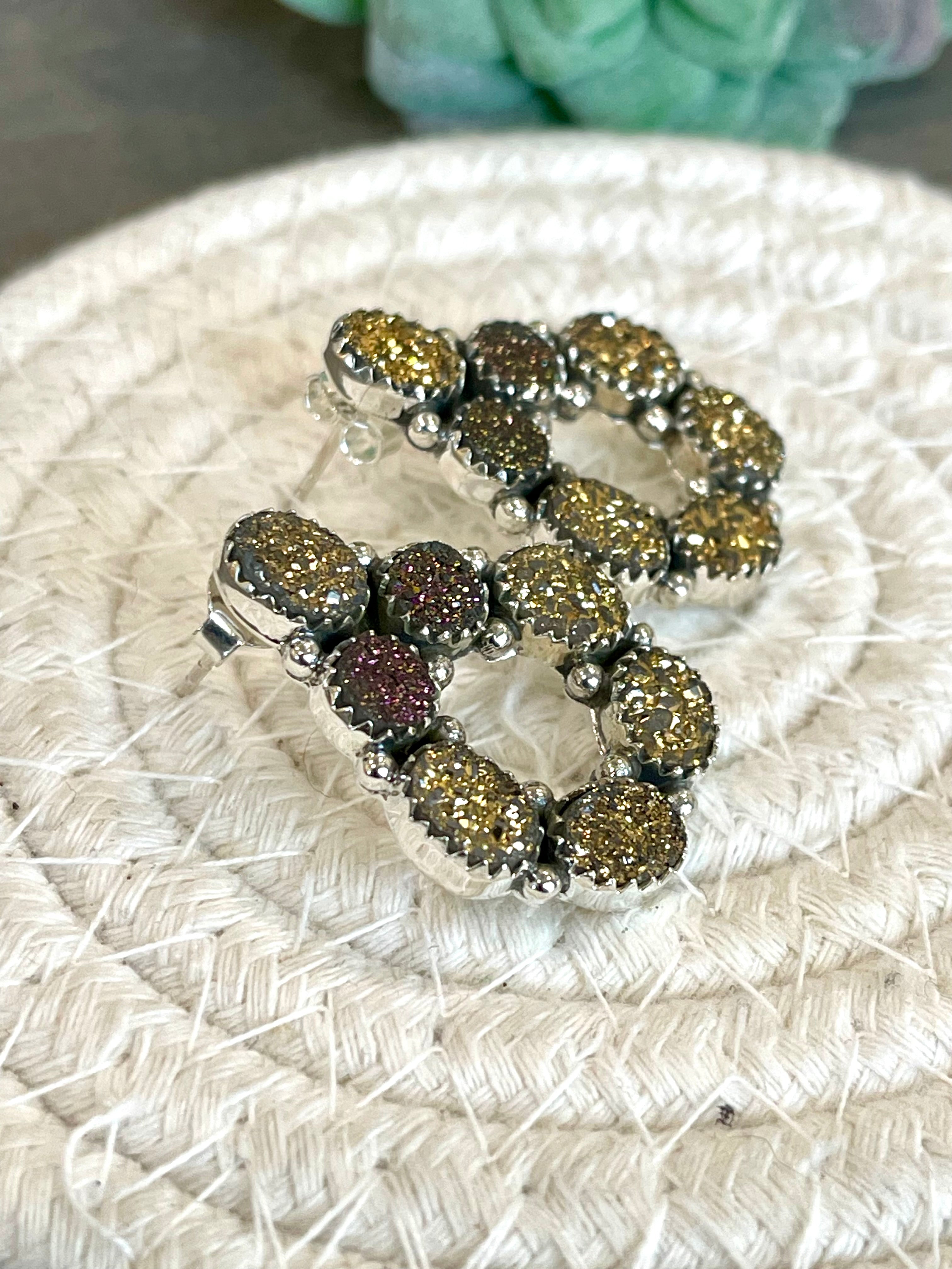 Handmade Sterling Silver & Druzy Post Earrings