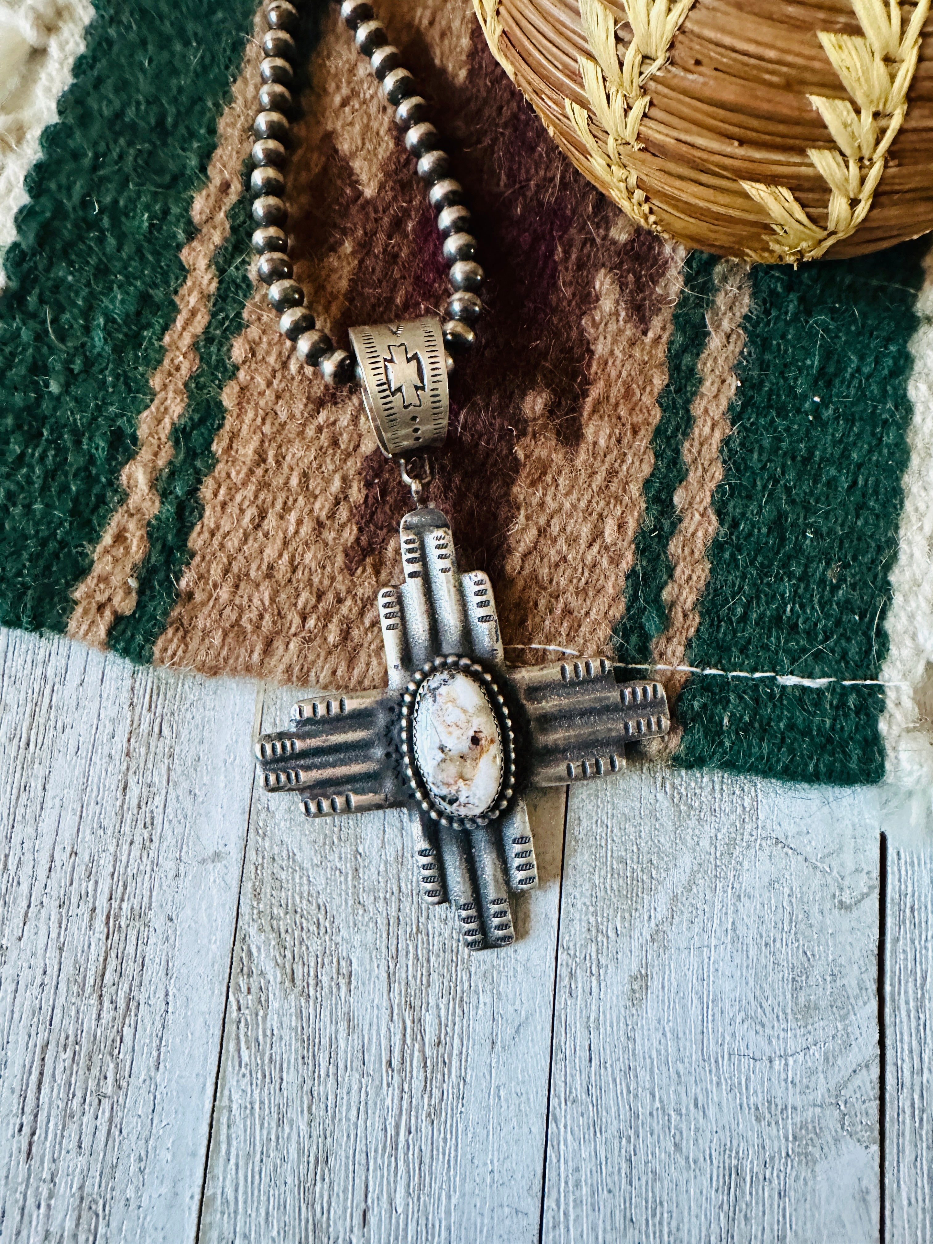 Navajo Sterling Silver & Wild Horse Cross Pendant