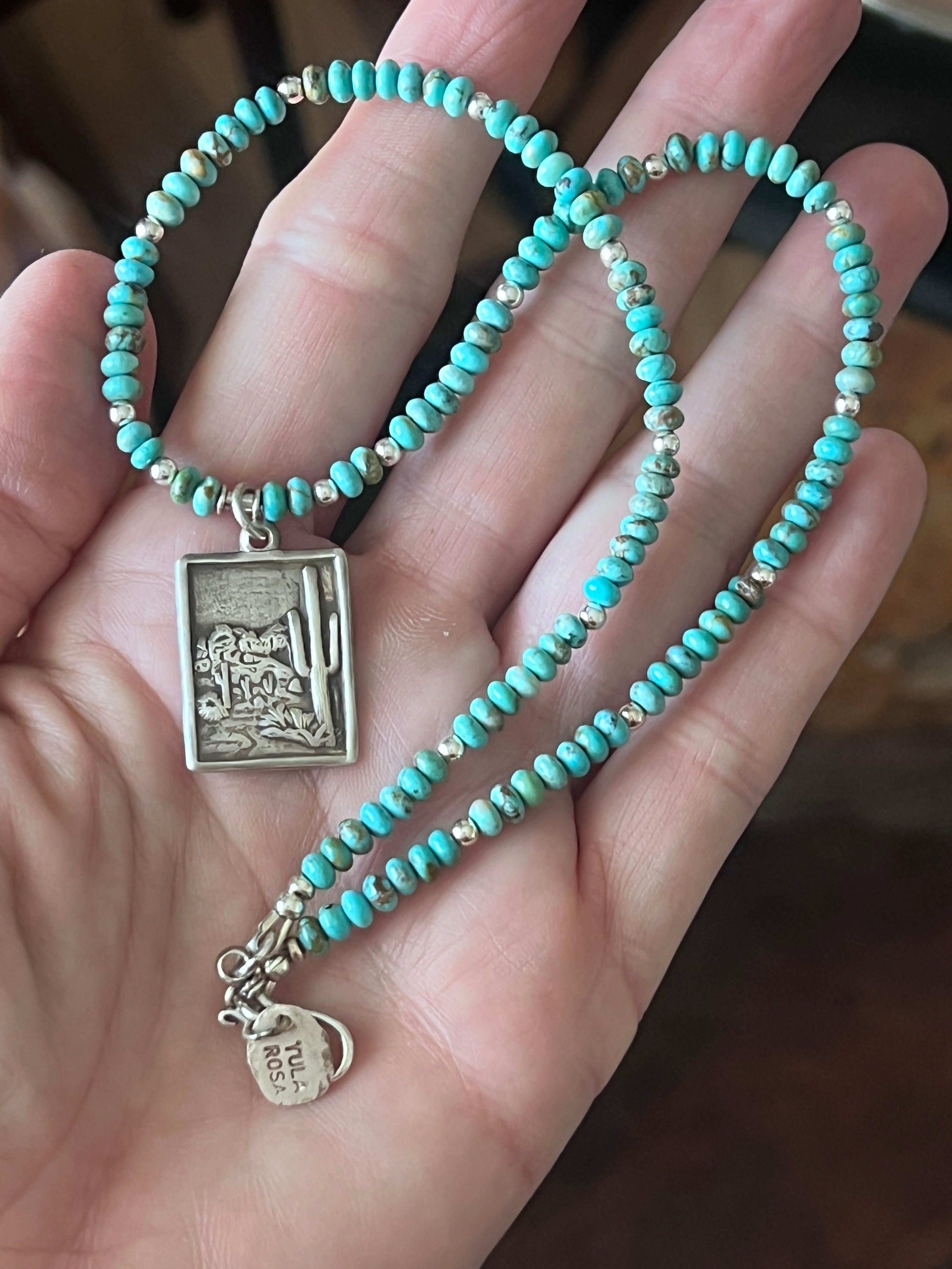 Tularosa Beaded Sterling Silver and Turquoise Desert Charm Layering Necklace