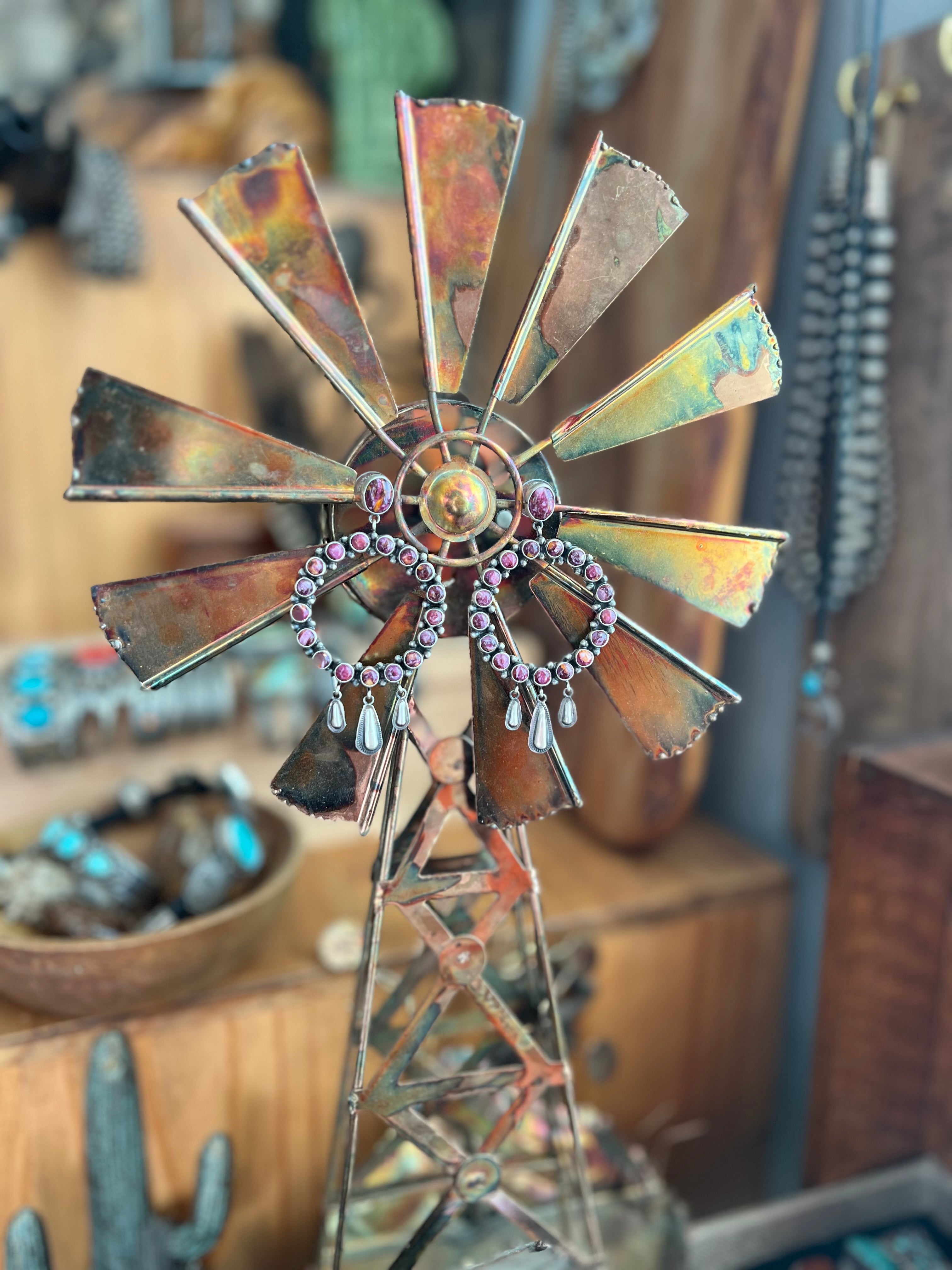 Handcrafted Purple Spiny & Sterling Silver Dangle Earrings by Sheila Tso
