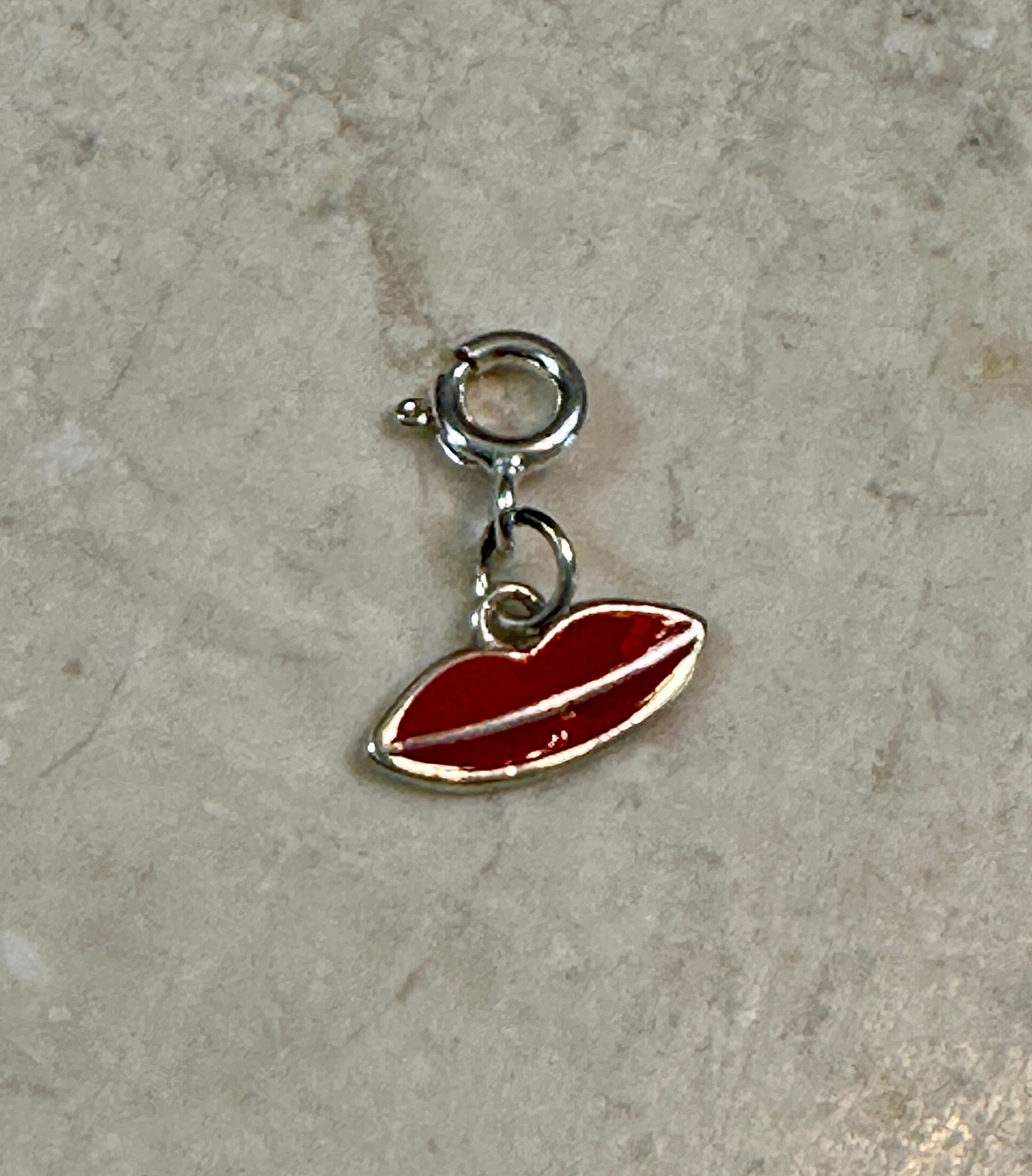 Sterling Silver Red Lips Charm
