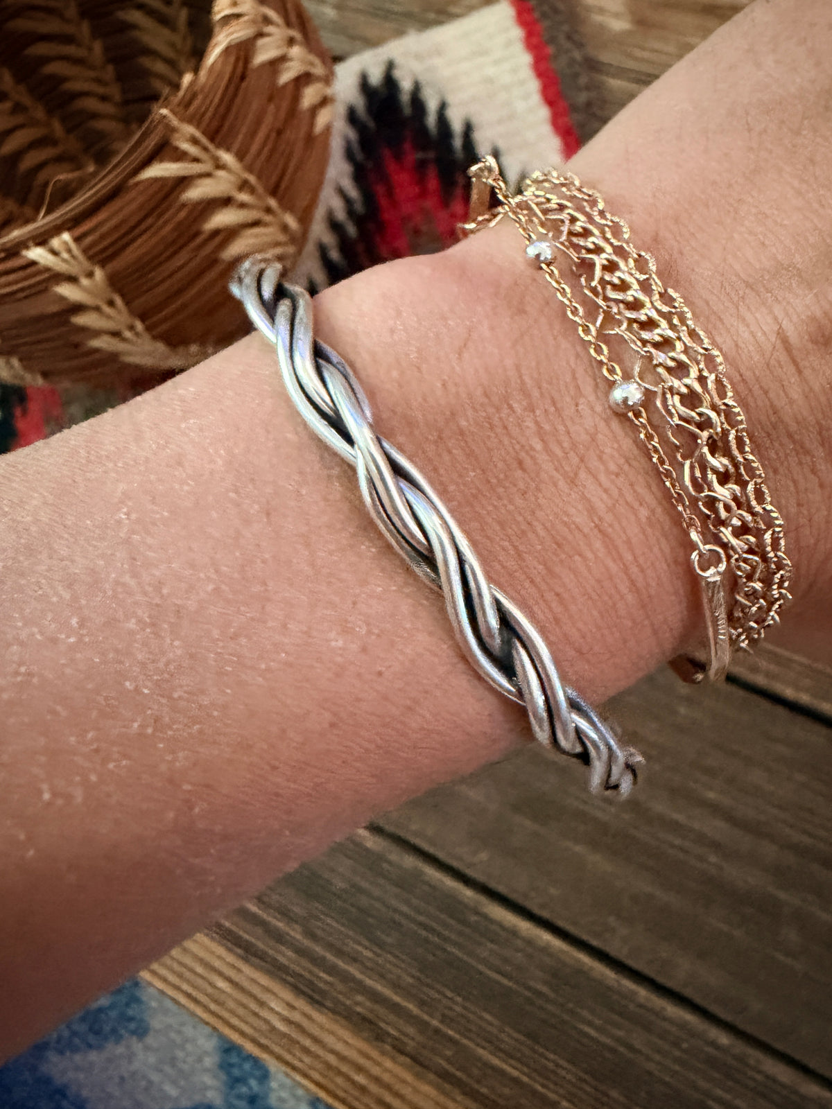 Handcrafted Sterling Silver Twisted Bangle Bracelet