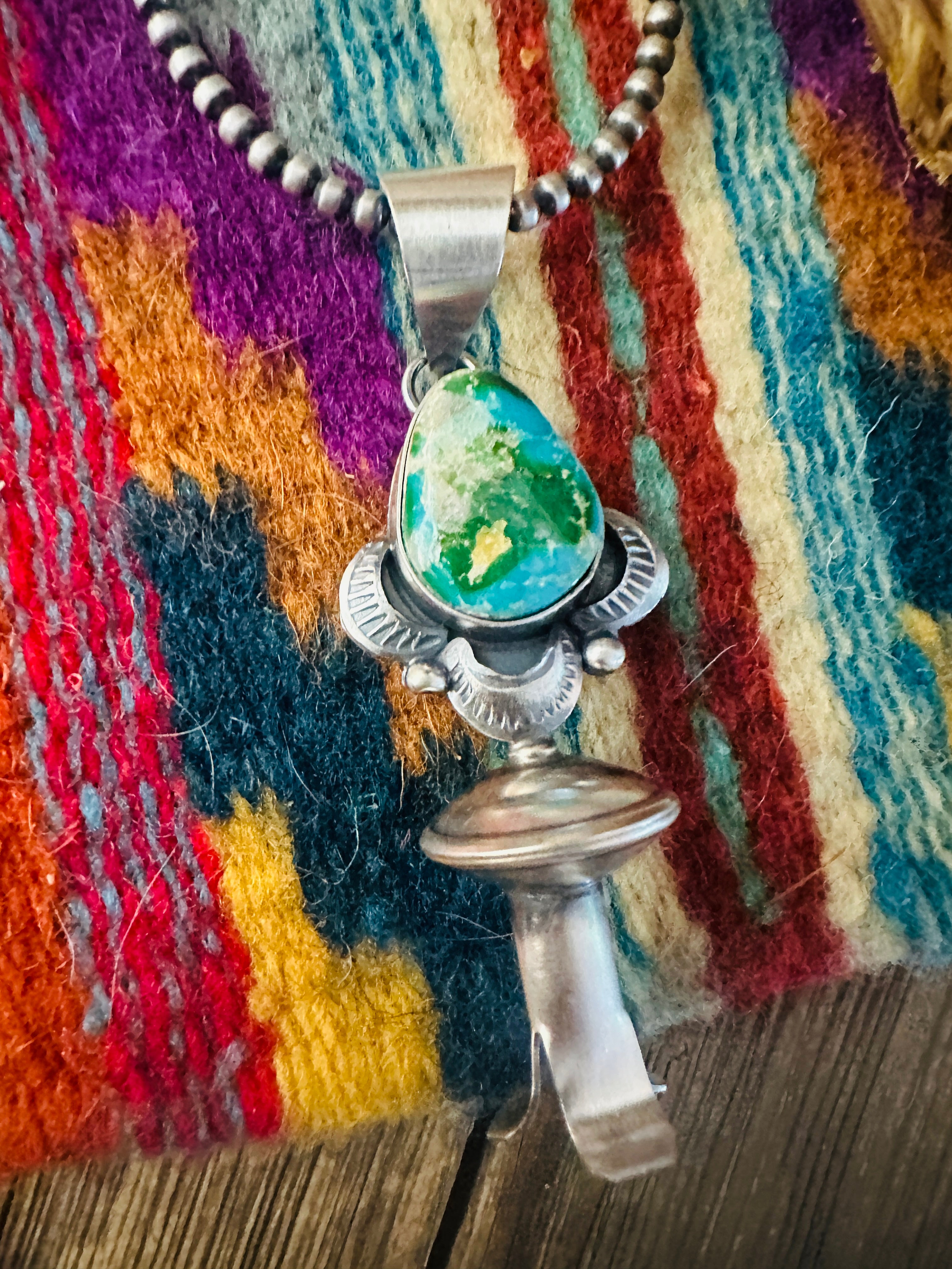 Handcrafted Sterling Silver & Sonoran Mountain Turquoise Blossom Pendant