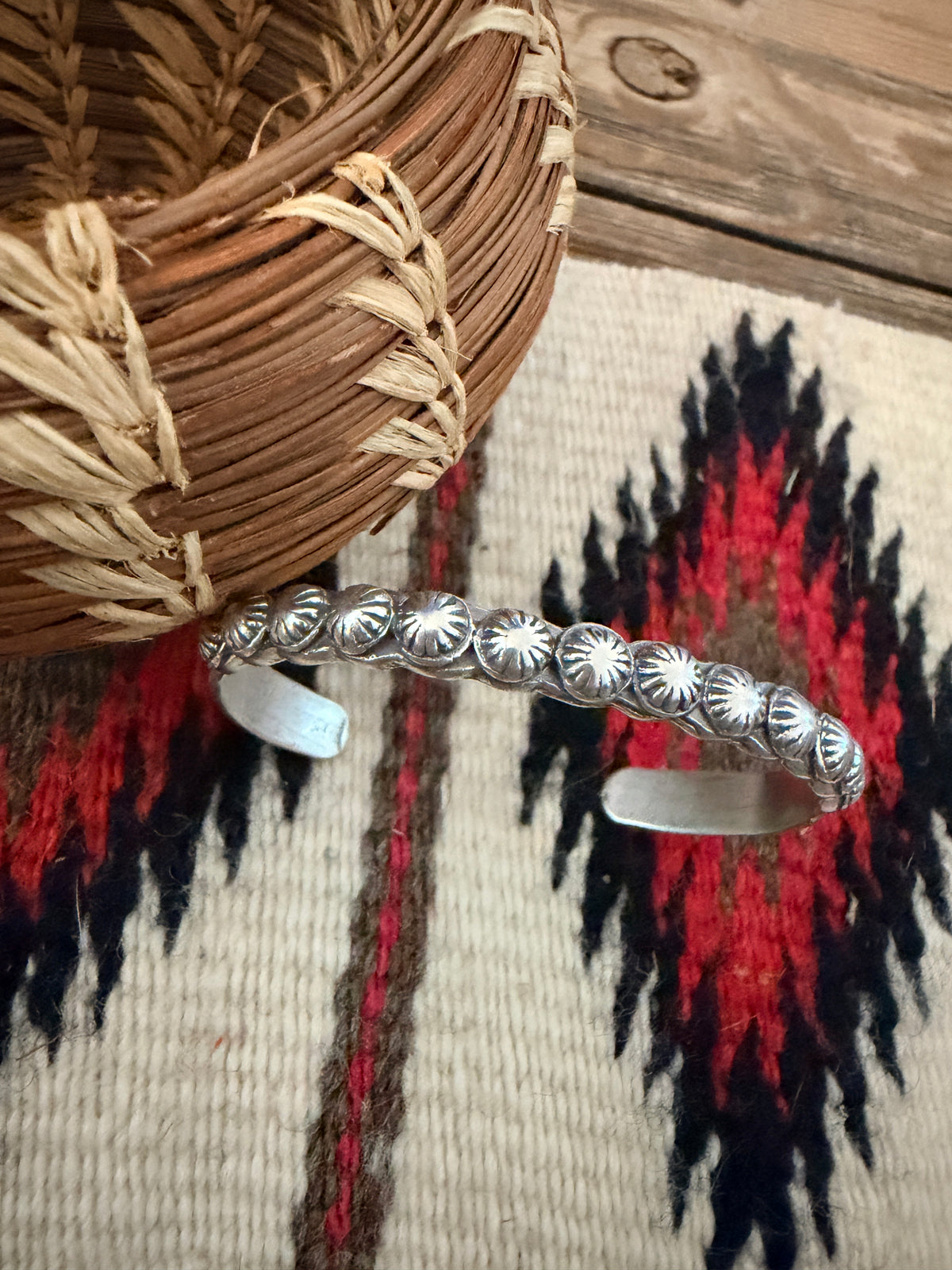 Handcrafted Sterling Silver Studded Cuff Bracelet