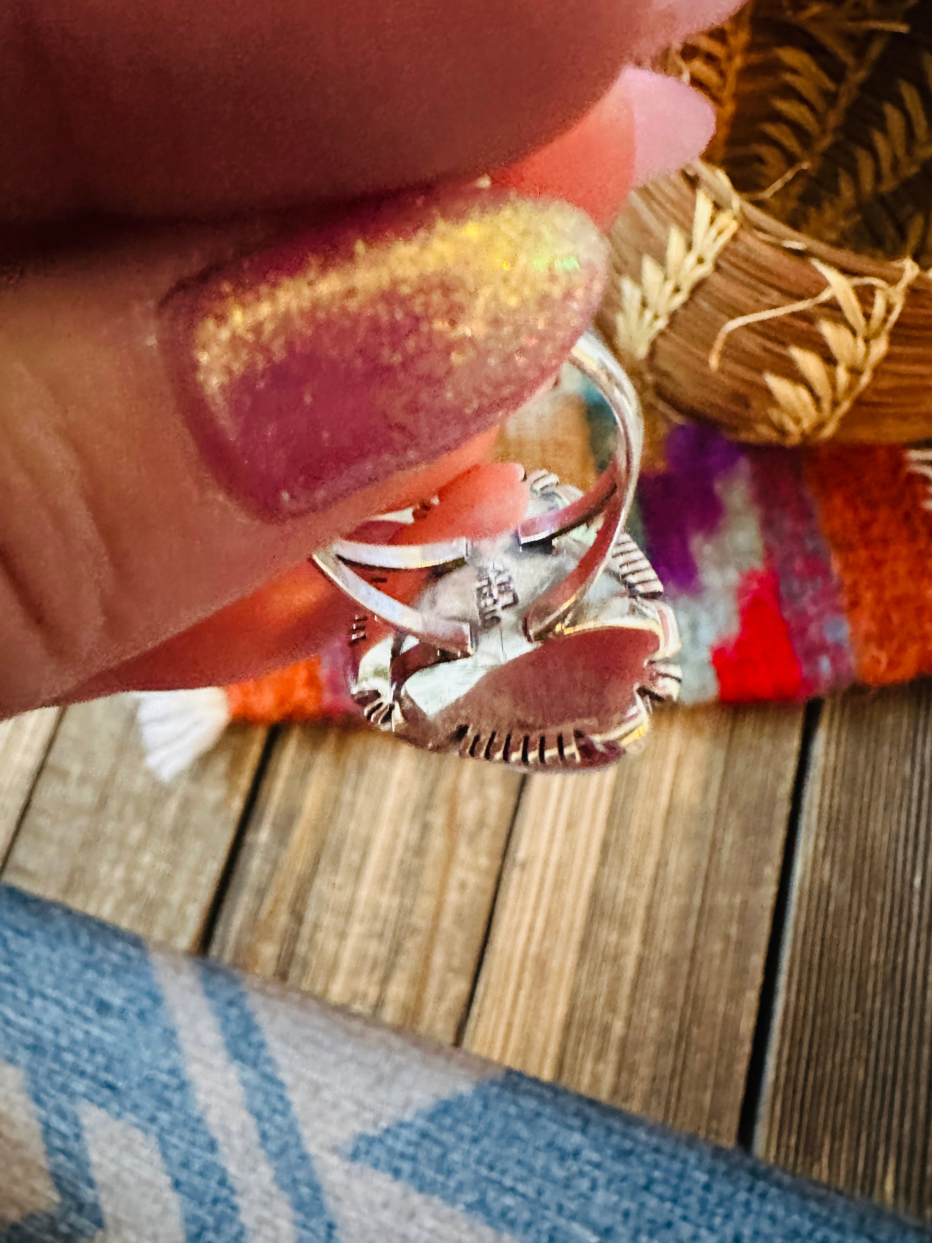 Handcrafted Sonoran Mountain Turquoise & Sterling Silver Ring size 9