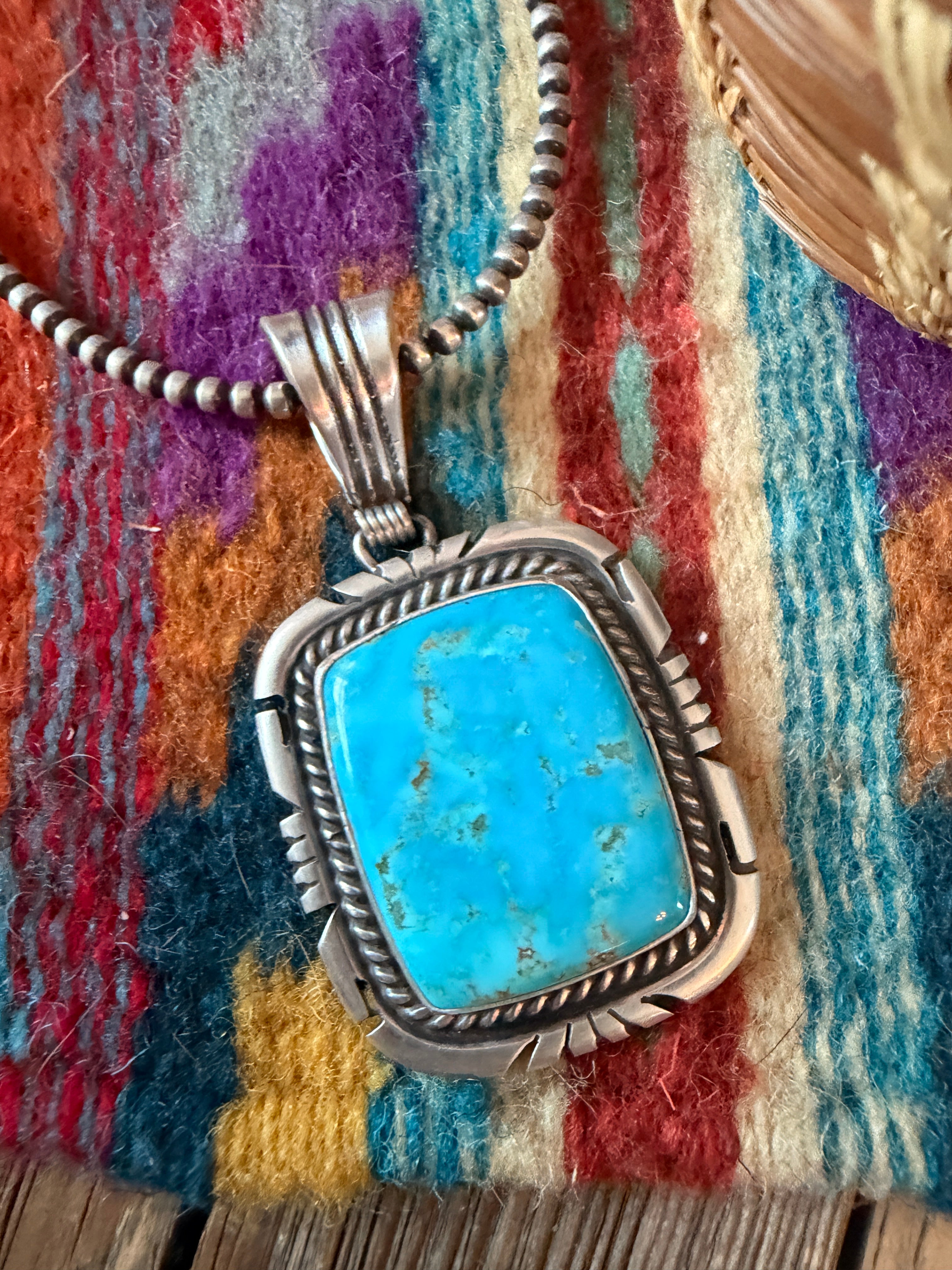 Handcrafted Sterling Silver & Turquoise Pendant by Jon McCray