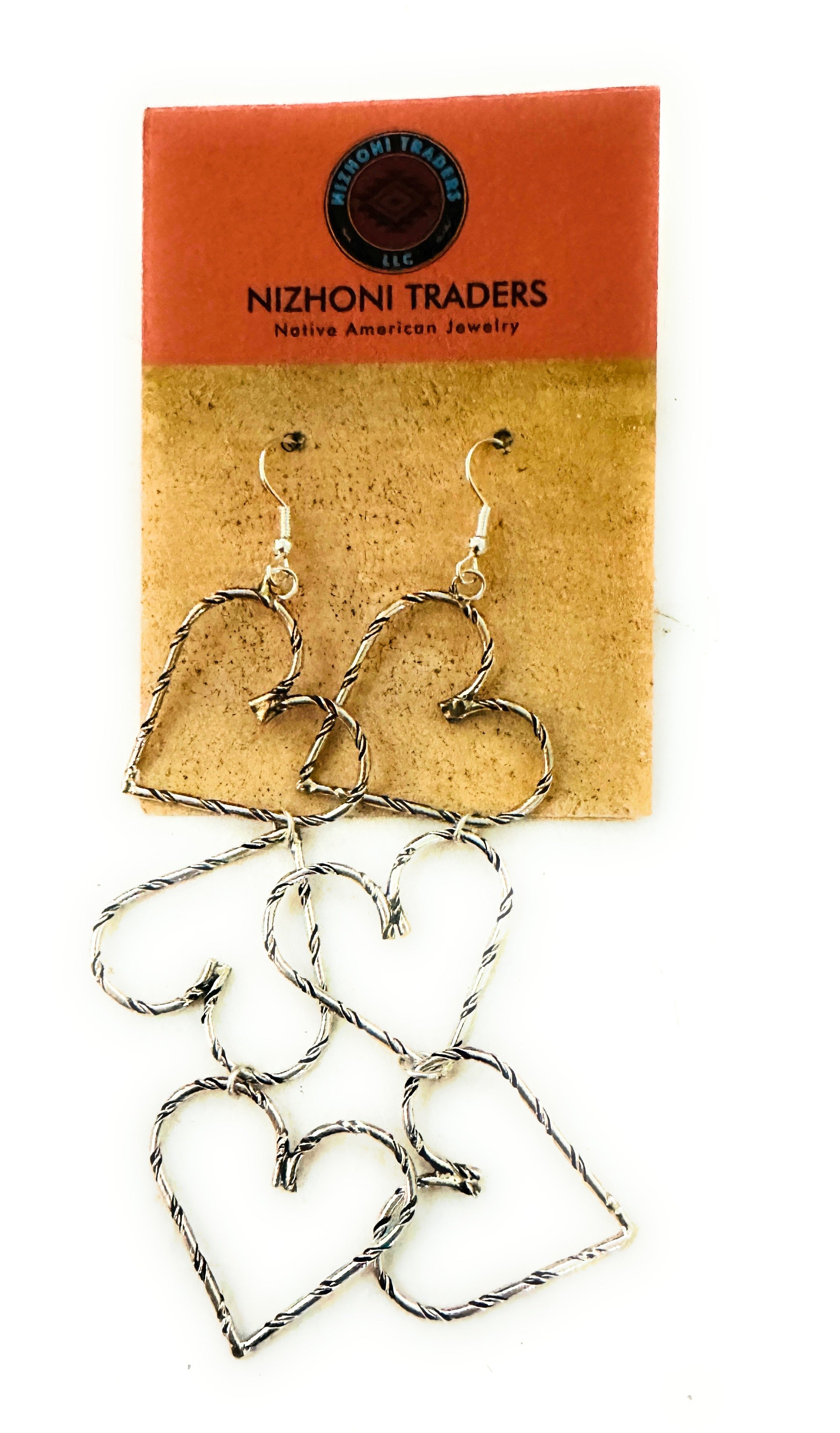 Navajo Sterling Silver Heart Dangle Earrings