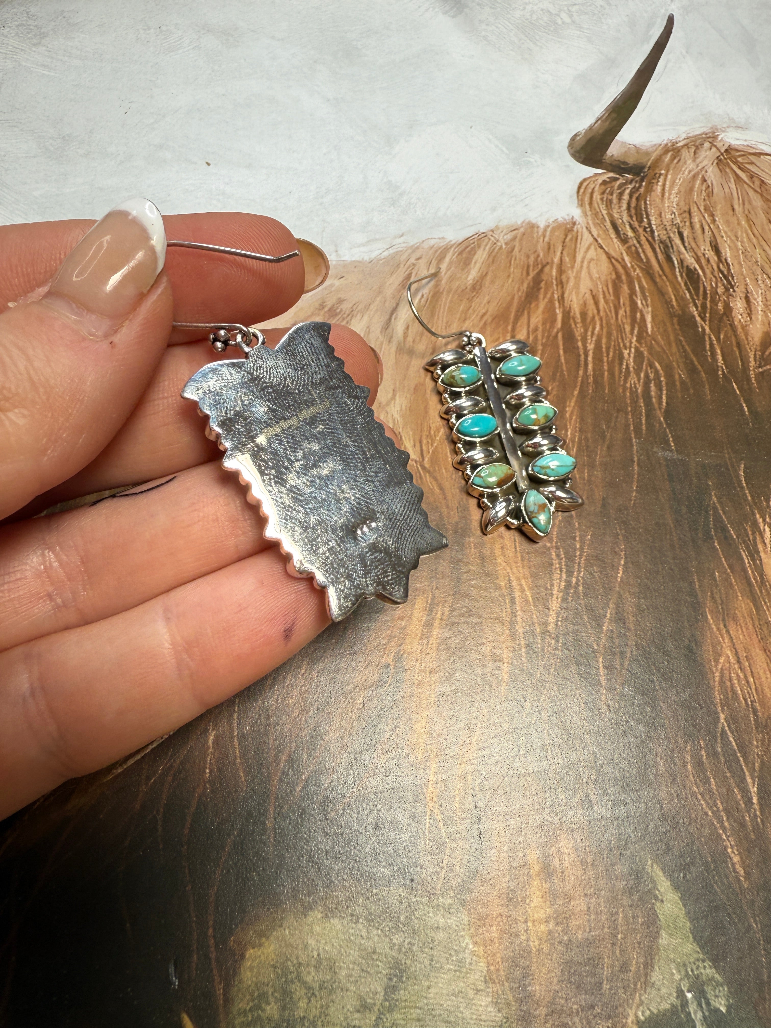 Handmade Turquoise and Sterling Silver Handmade Hook Dangles