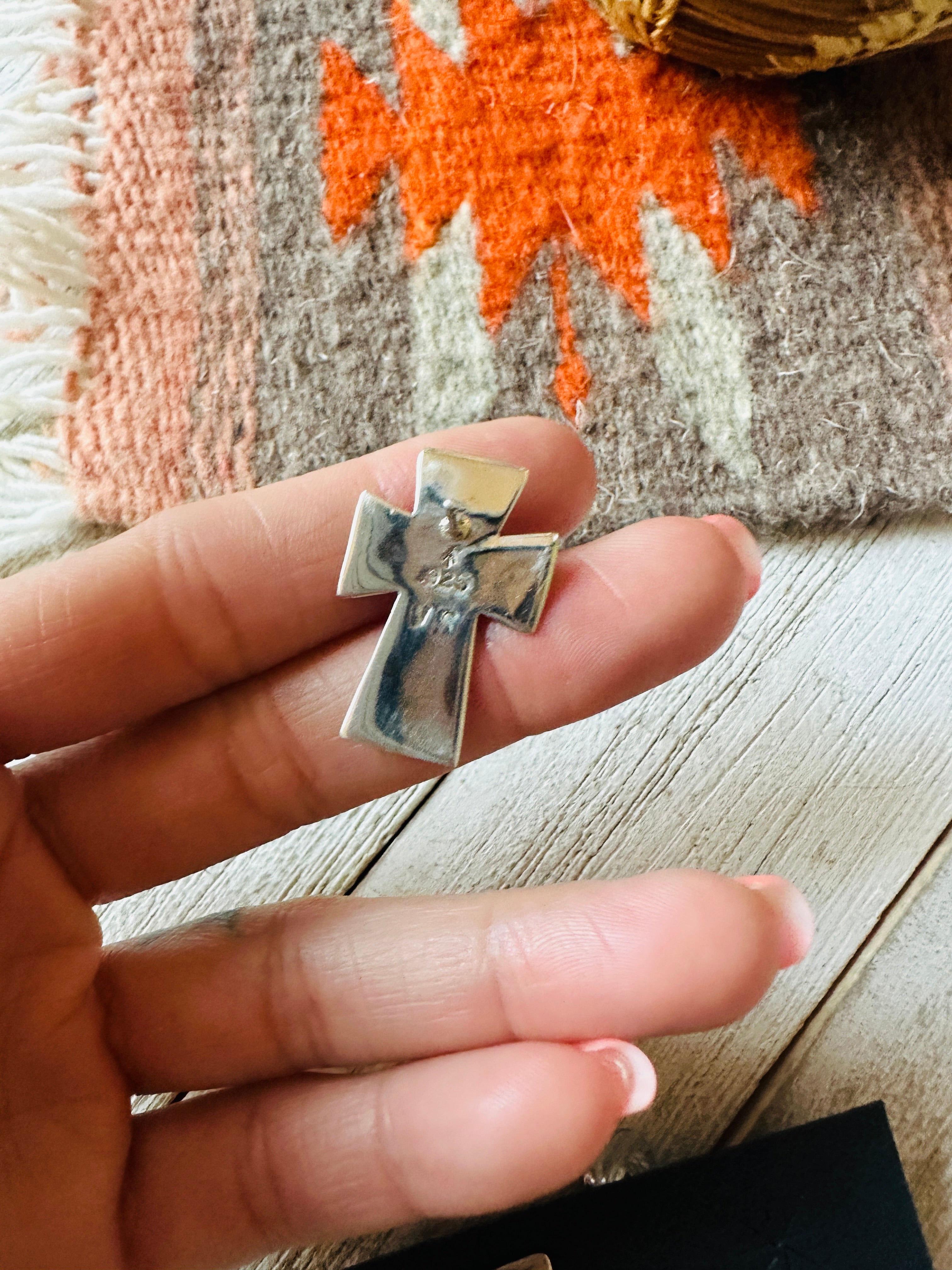 Navajo Sterling Silver & Turquoise Cross Post Earrings