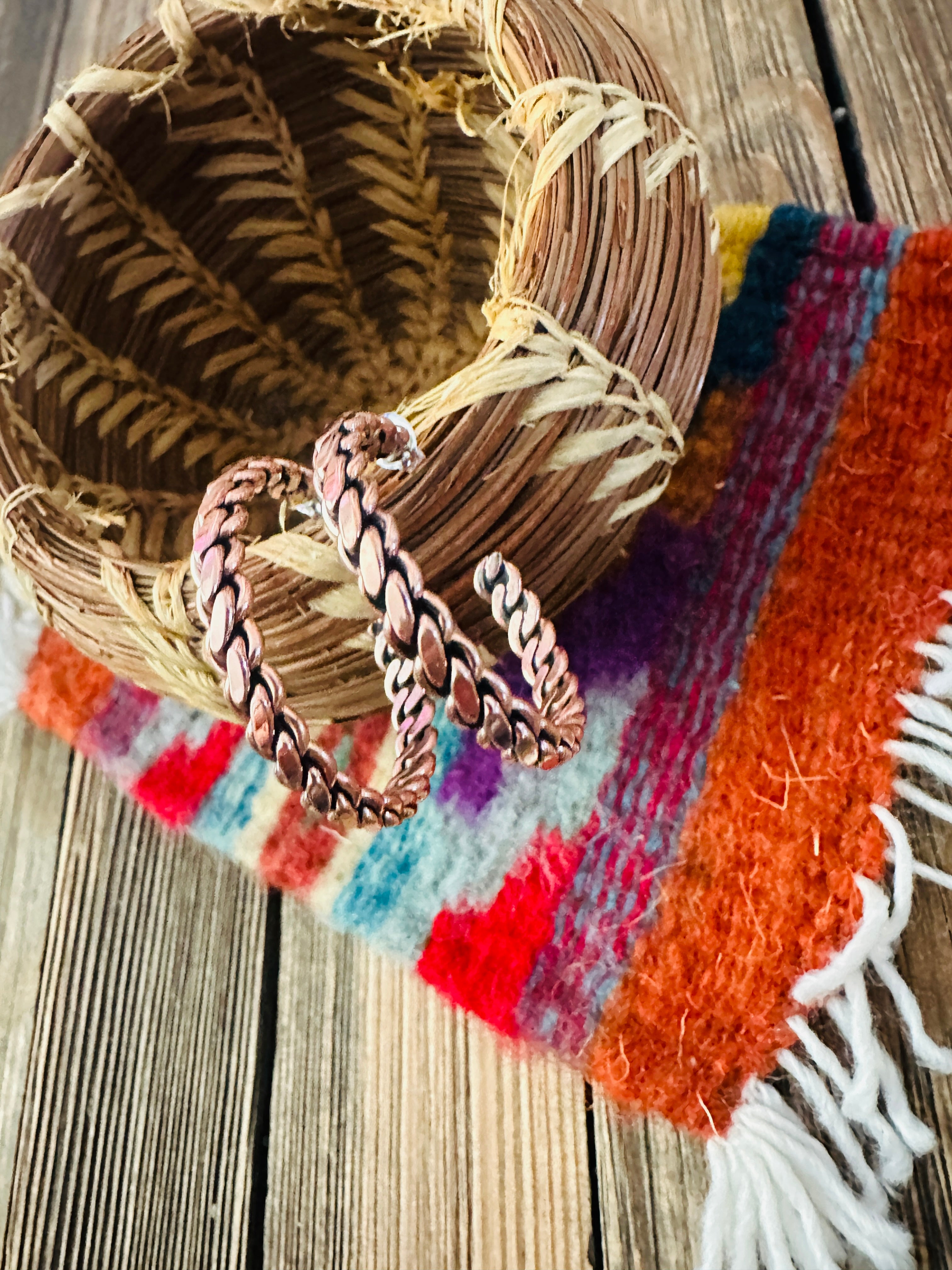 Handcrafted Twisted Copper Hoop Earrings