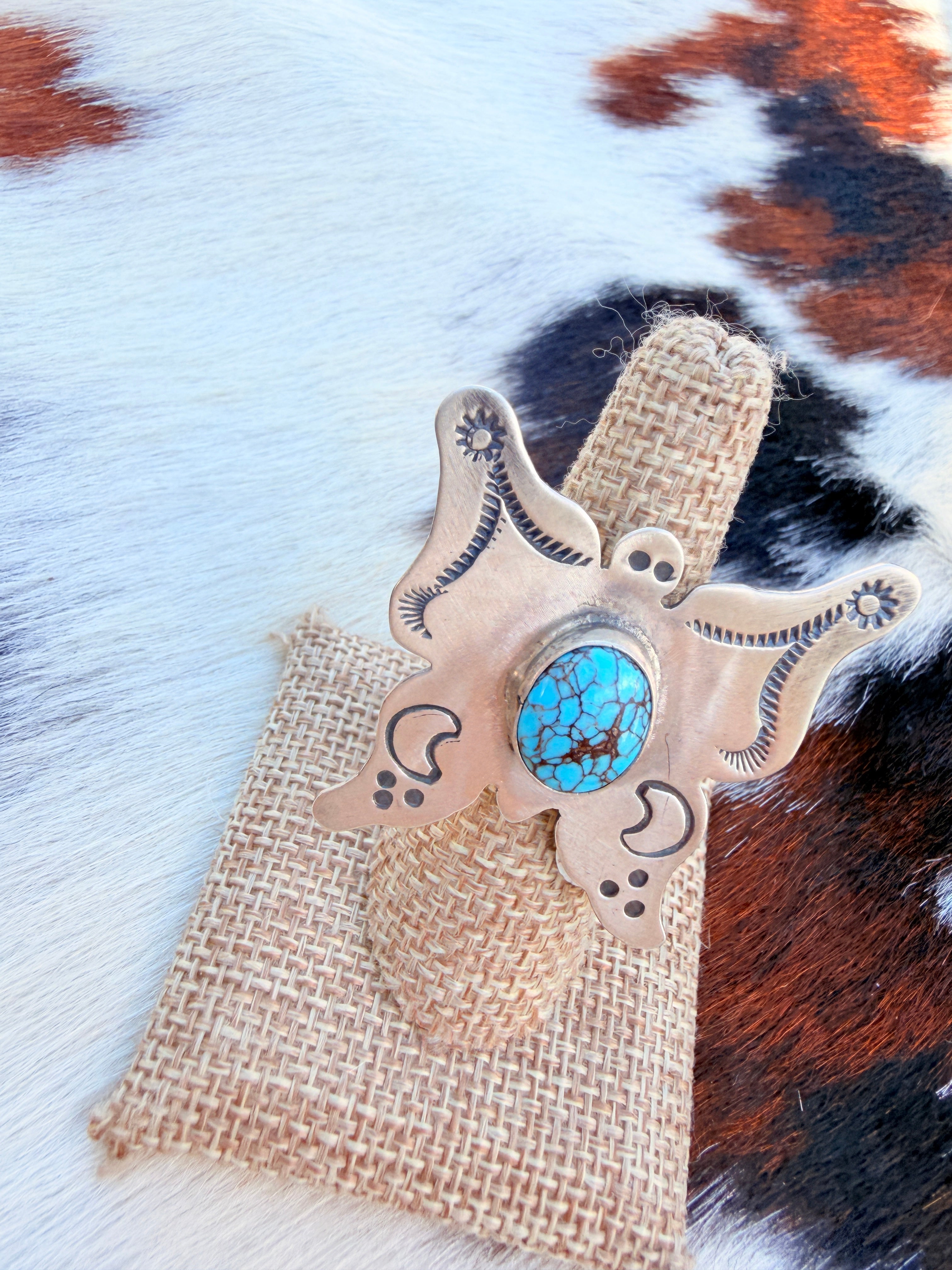 Handcrafted Turquoise & Sterling Silver Adjustable Butterfly Ring