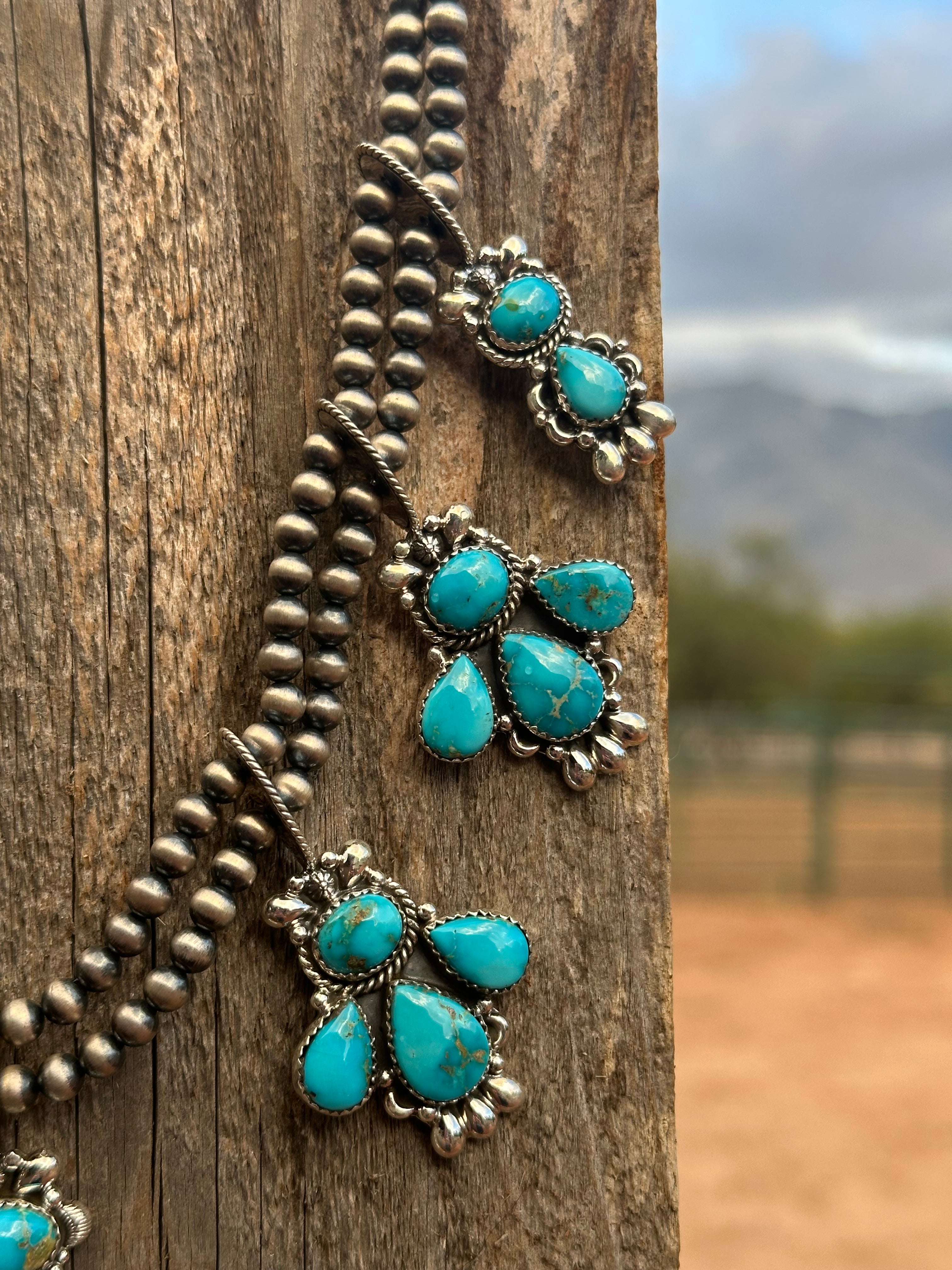 Taos Collection Handmade Sterling Silver & South Hill Sonoran Turquoise Necklace