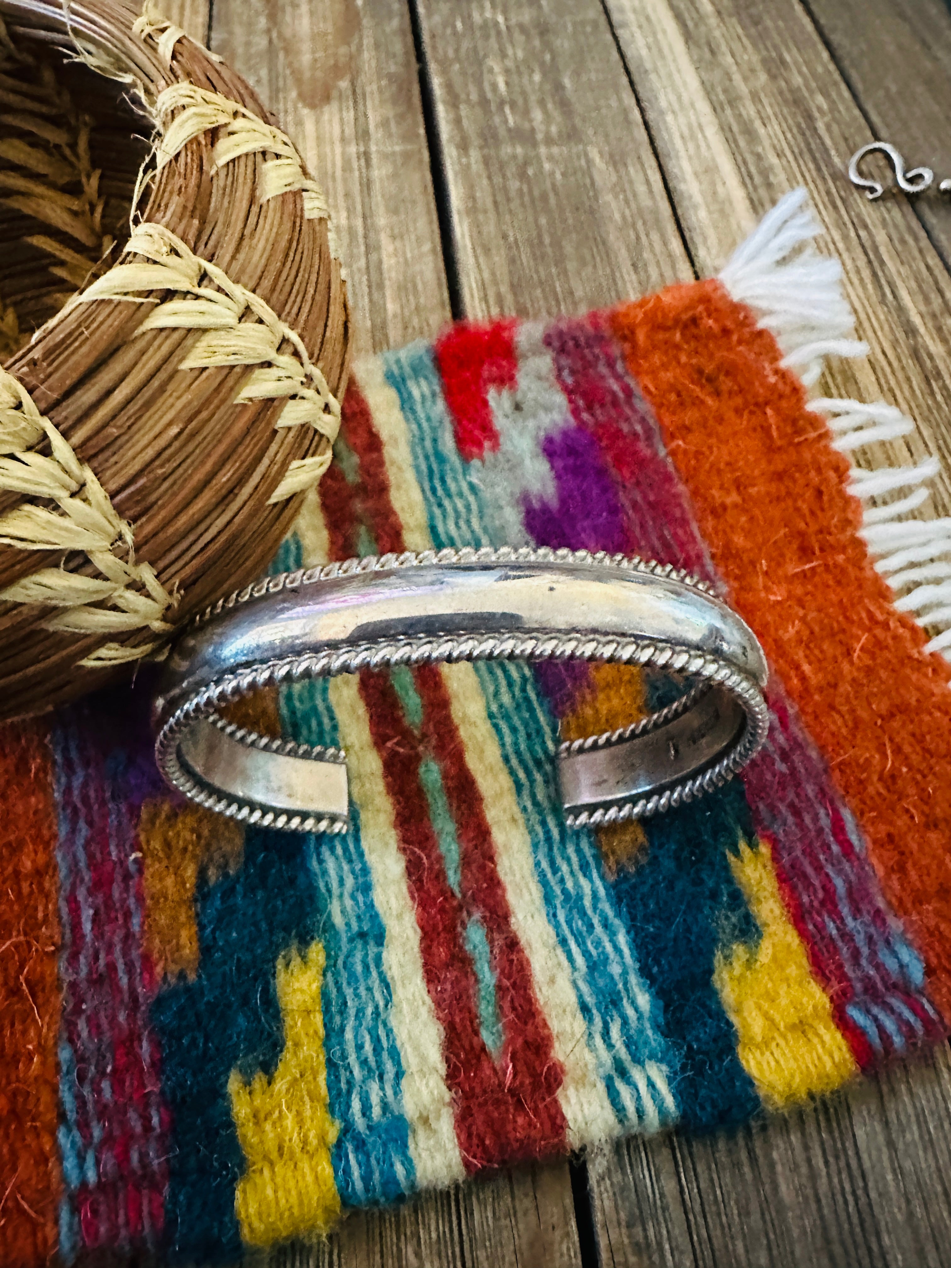 Handcrafted Old Pawn Sterling Silver Cuff Bracelet