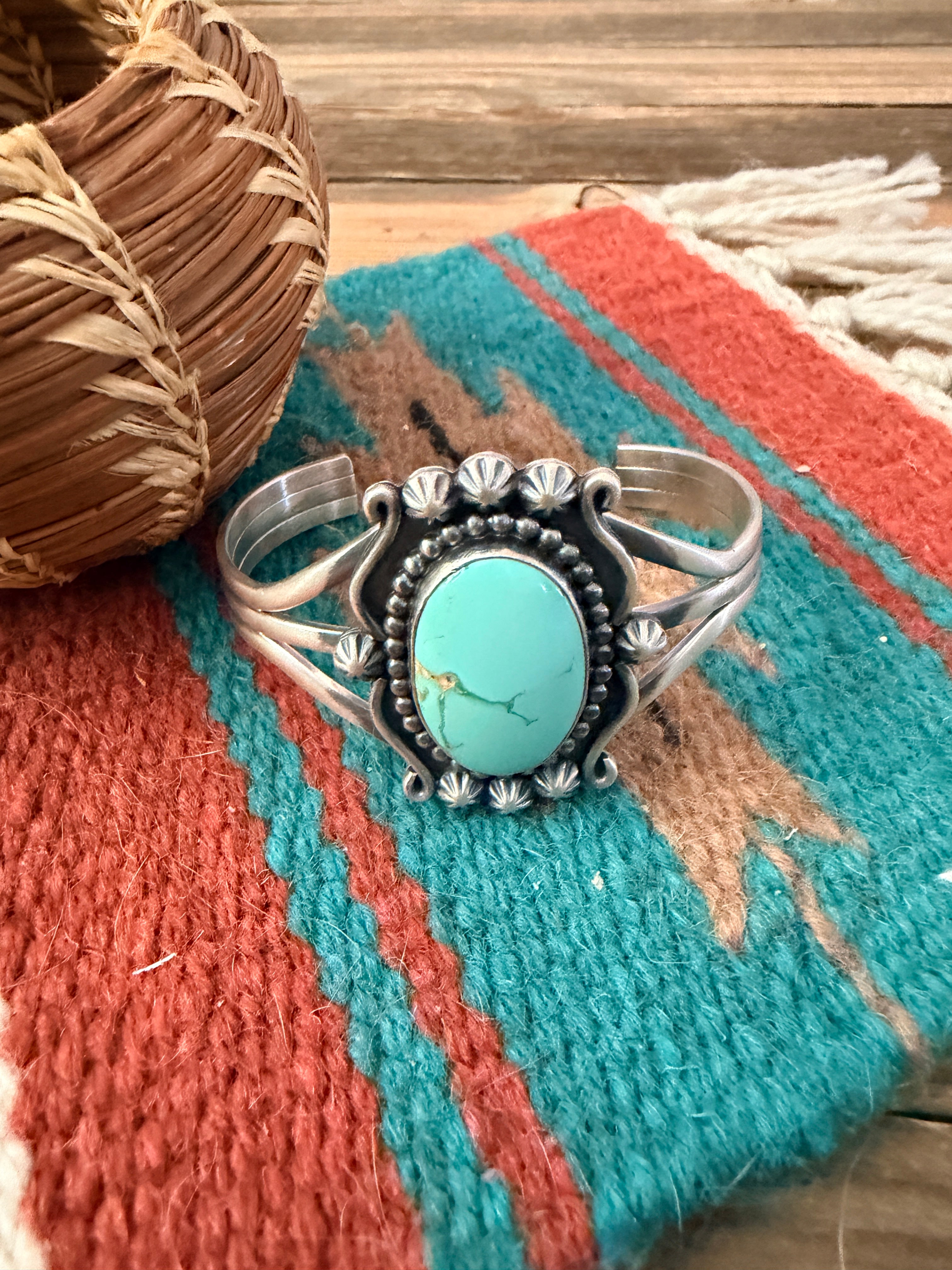 Handcrafted Sterling Silver and Turquoise Cuff Bracelet