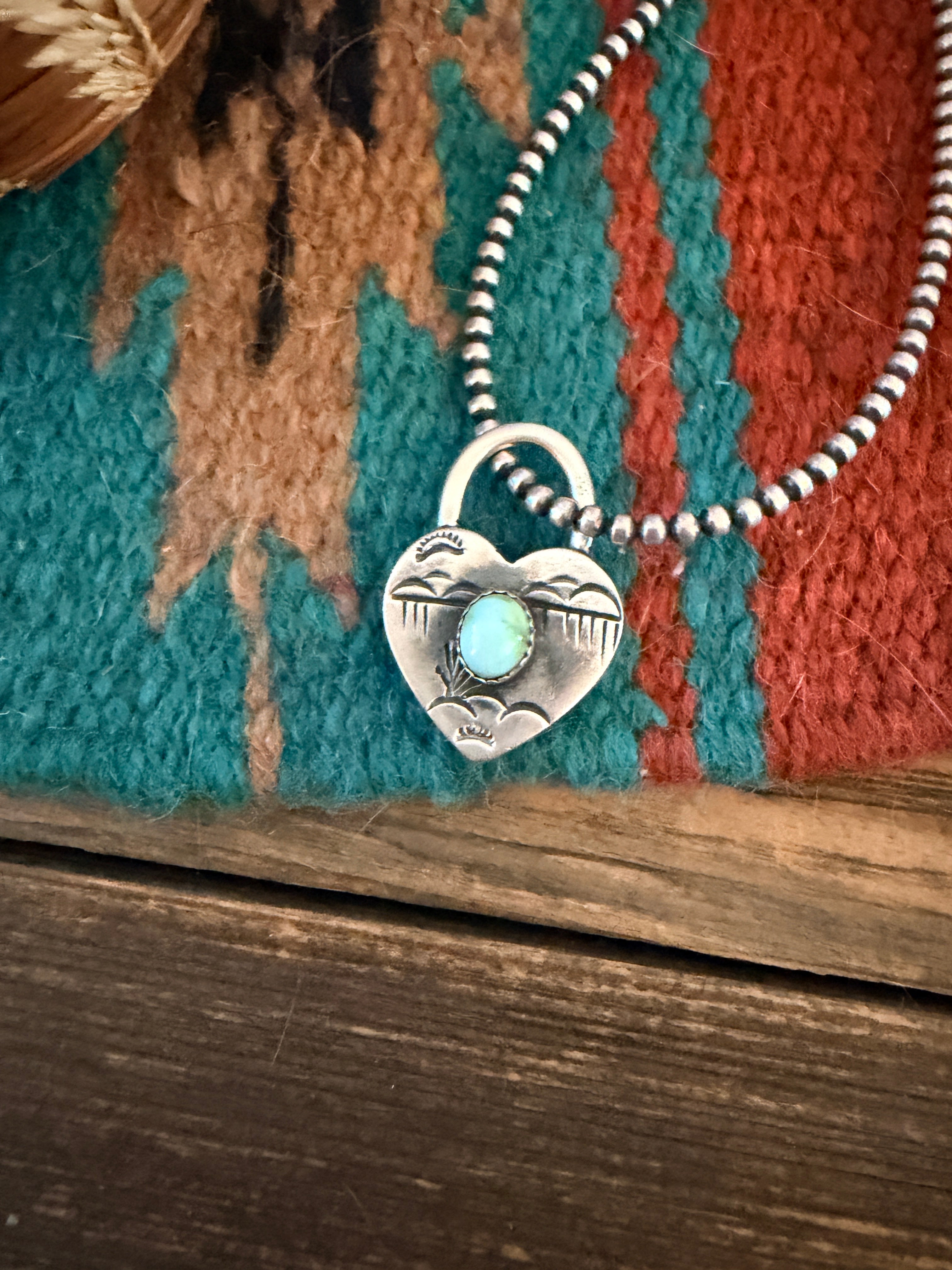 Handcrafted Sterling Silver & Sonoran Mountain Turquoise Heart Locket Pendant