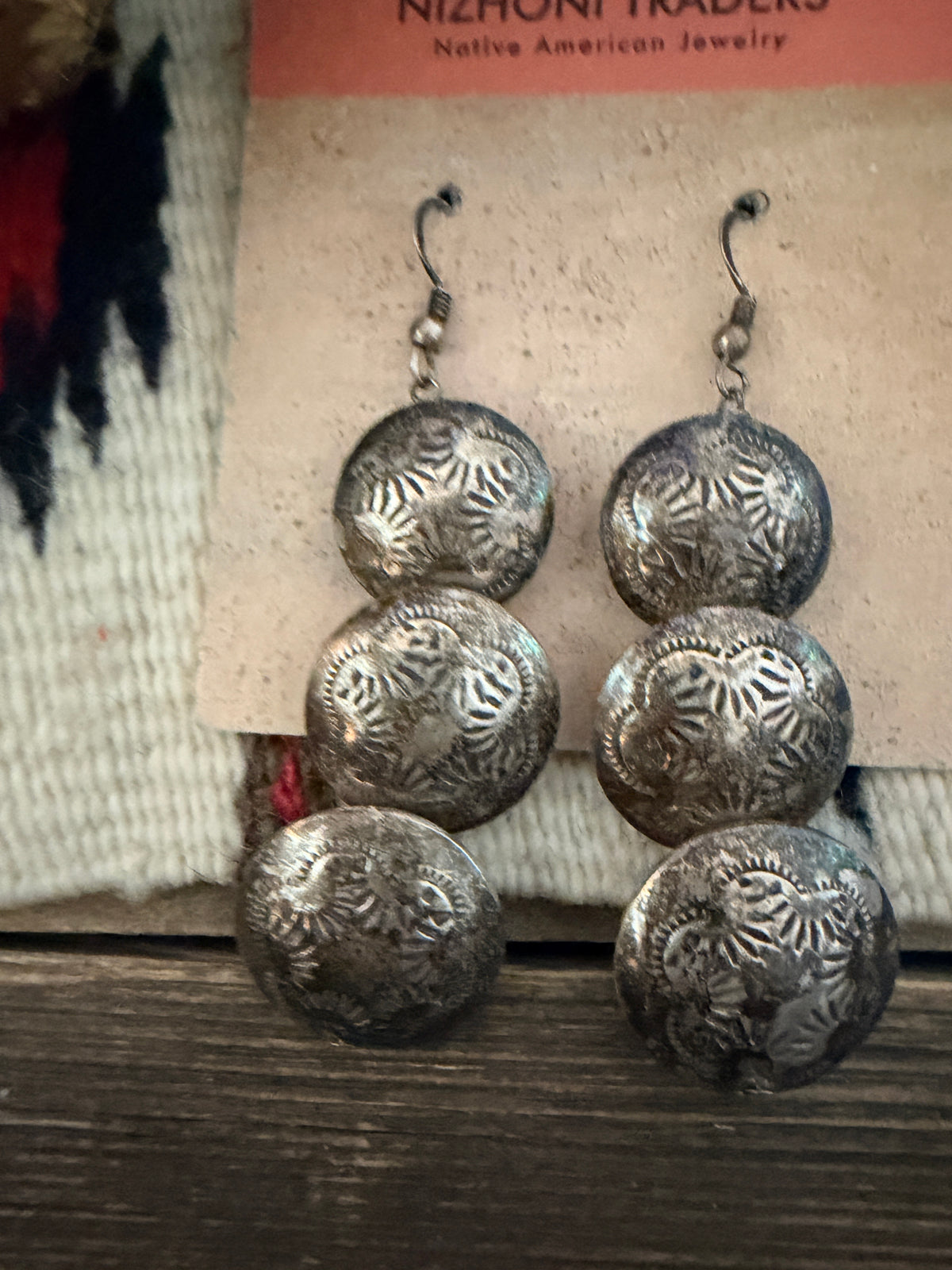 Handcrafted Old Pawn Sterling Silver Pillow Bead Dangle Earrings
