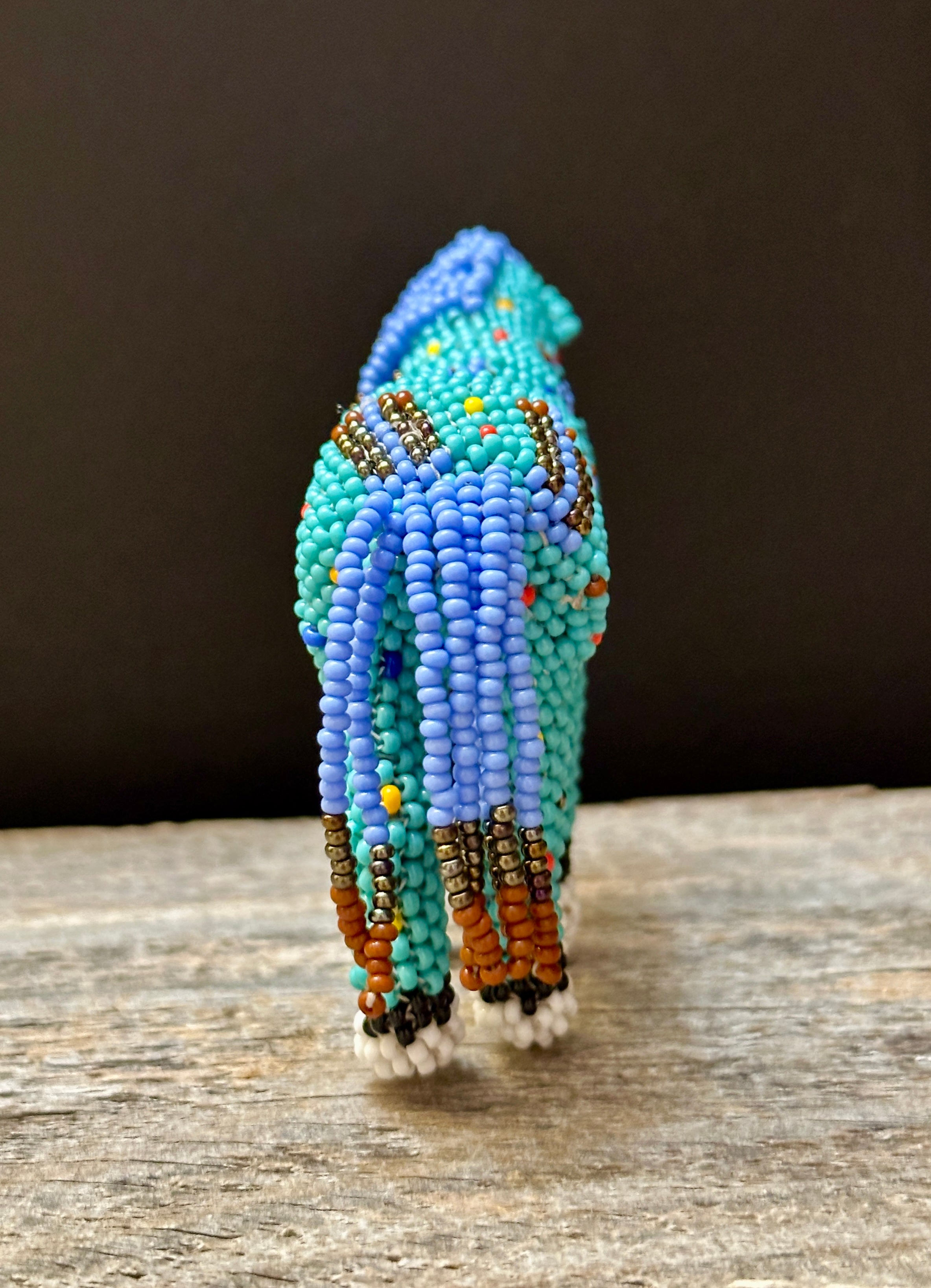 Handmade Peyote Stitched Horse Figurine- Turquoise 6