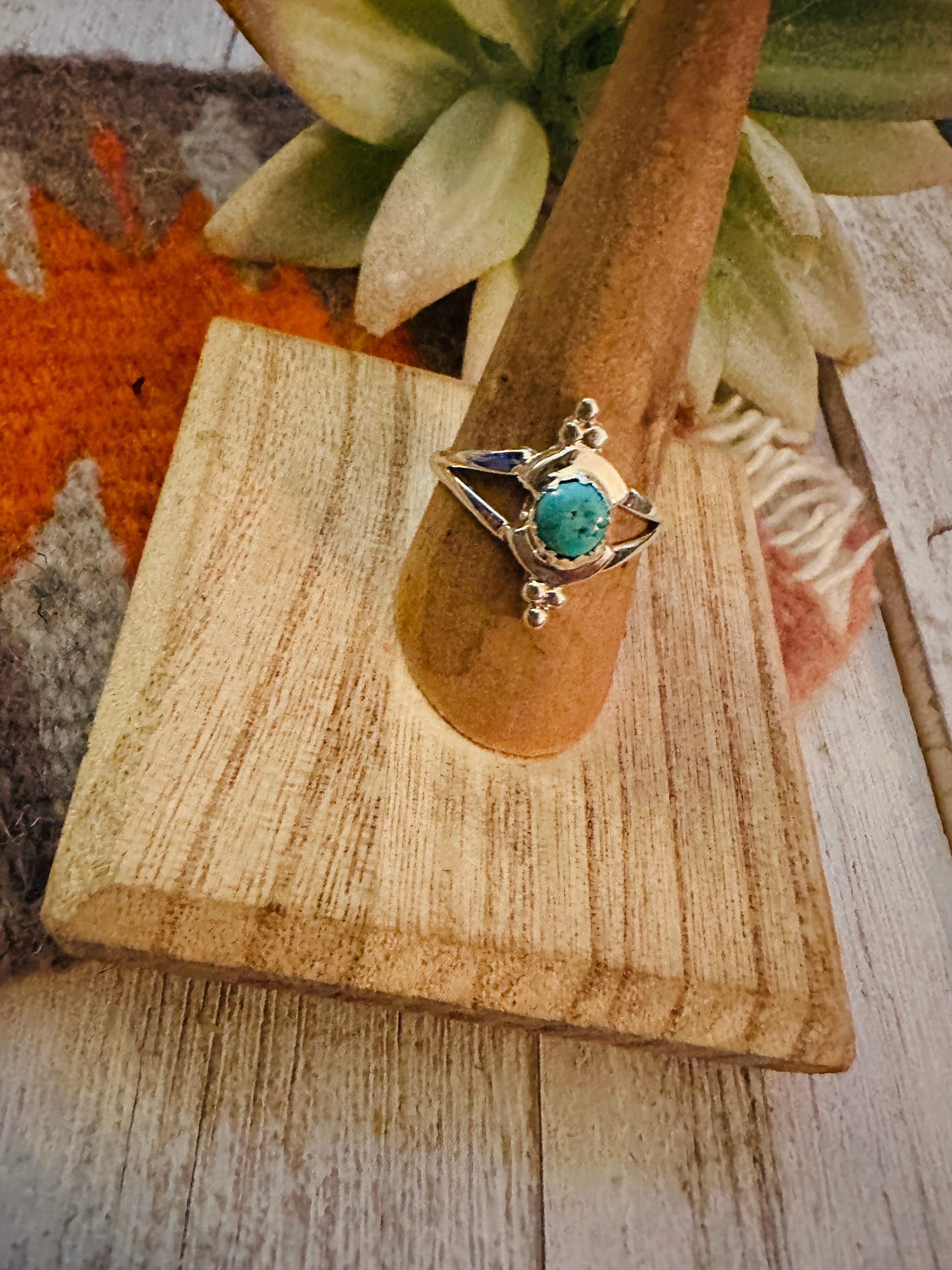 Navajo Turquoise & Sterling Silver Ring Size 8.25