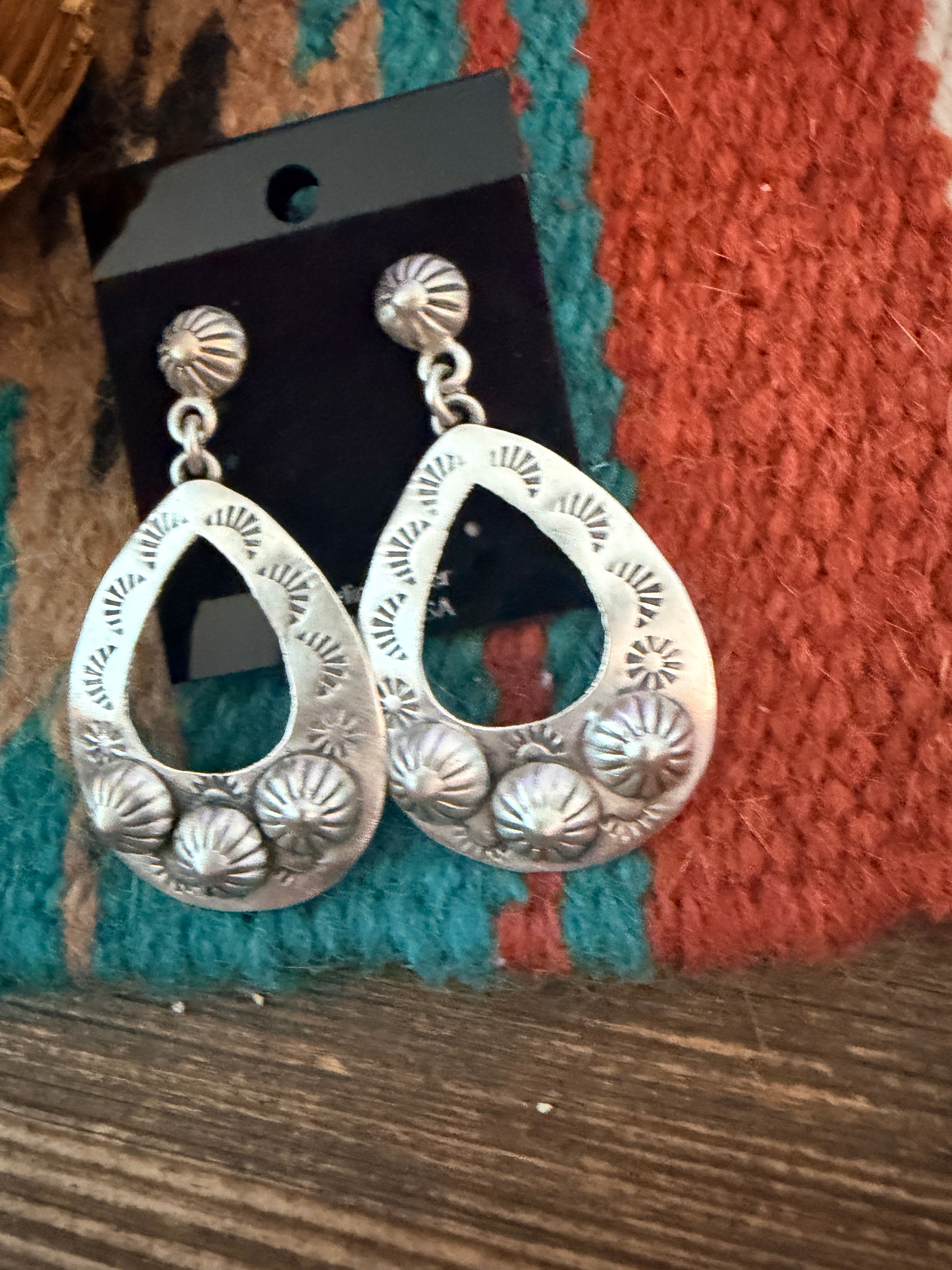 Handmade Sterling Silver Concho Dangle Earrings
