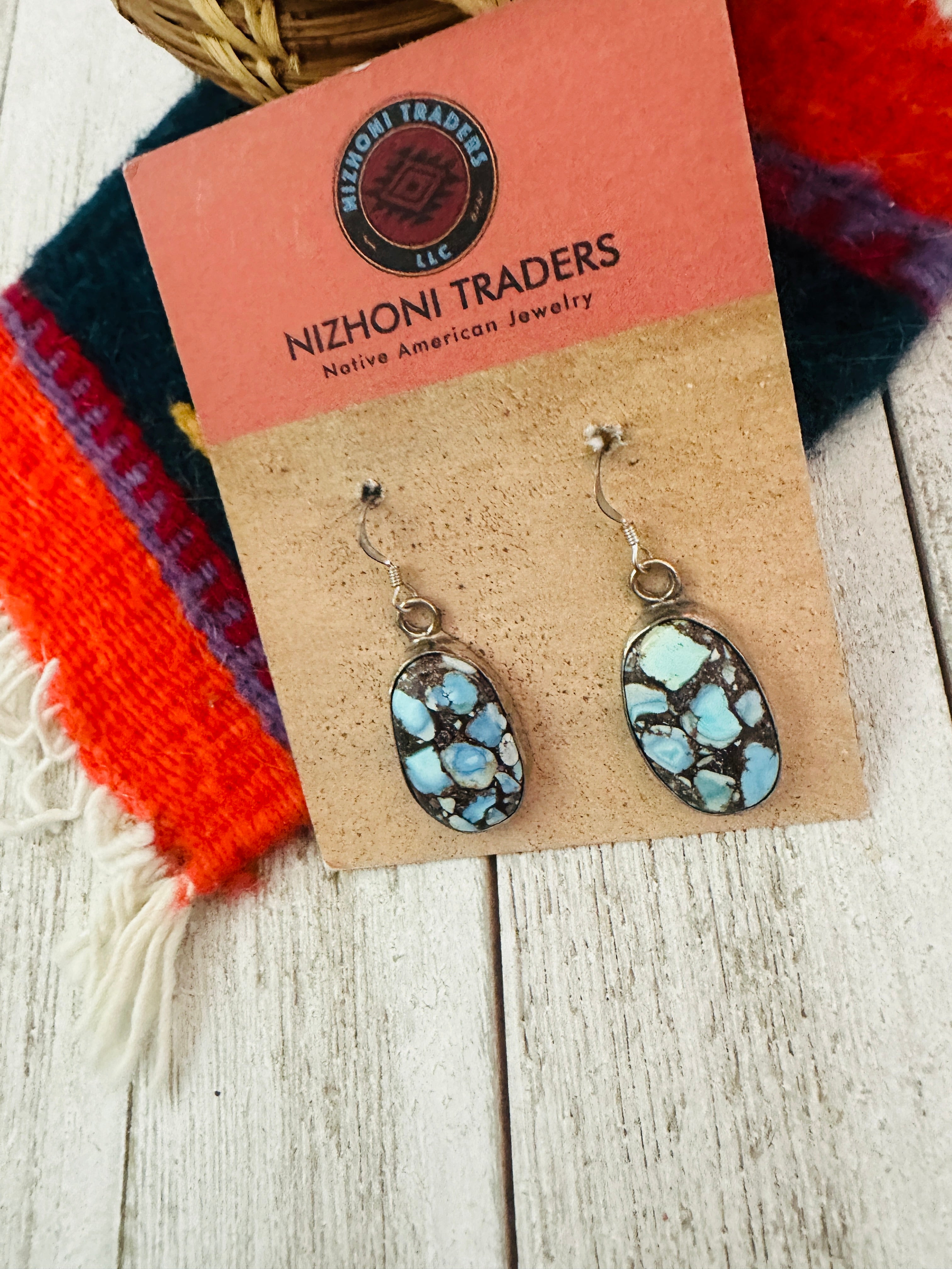 Navajo Golden Hills Turquoise & Sterling Silver Dangle Earrings