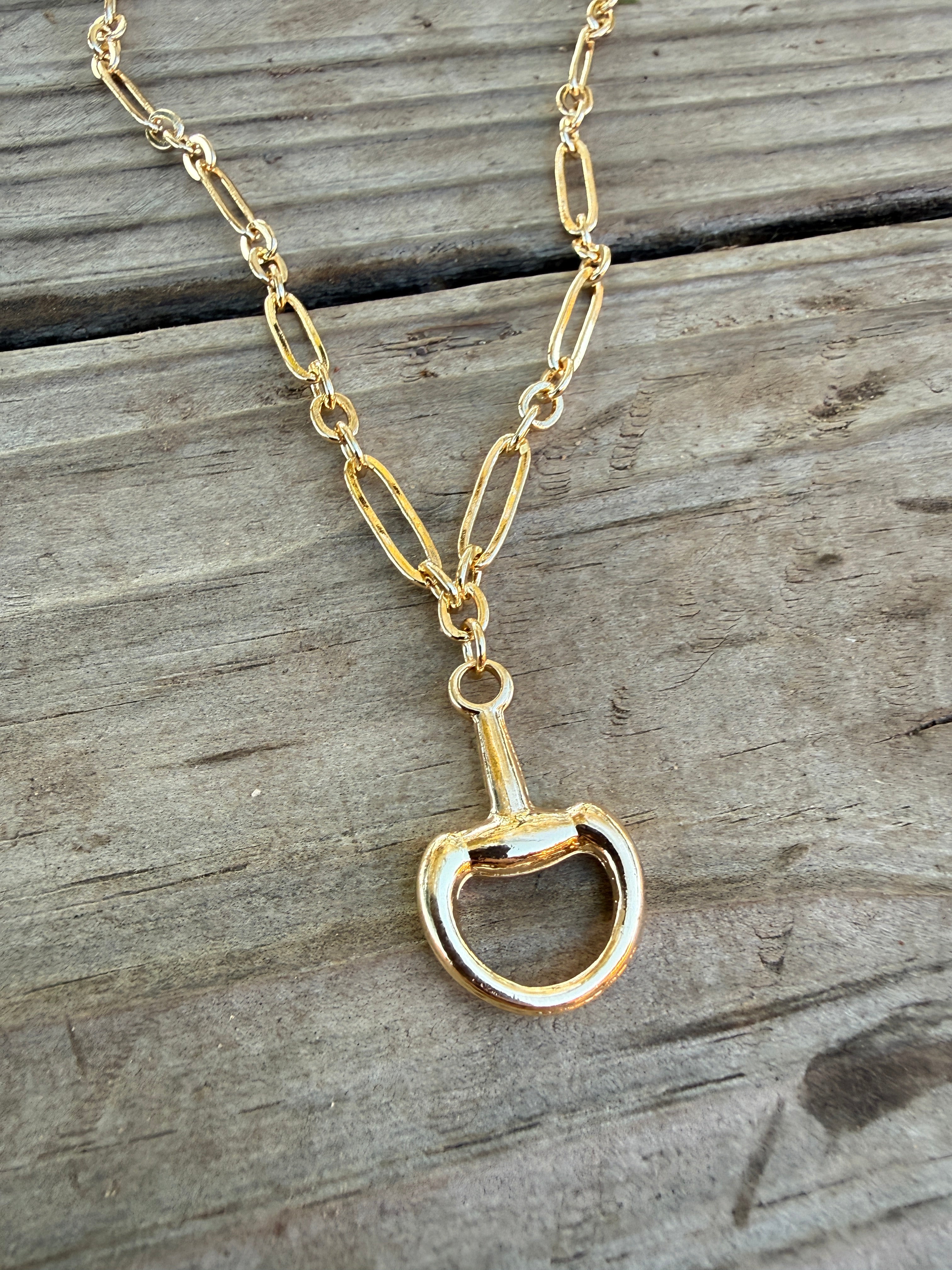 “The Golden Collection” Handmade Gold Plated Chain HORSE BIT Necklace