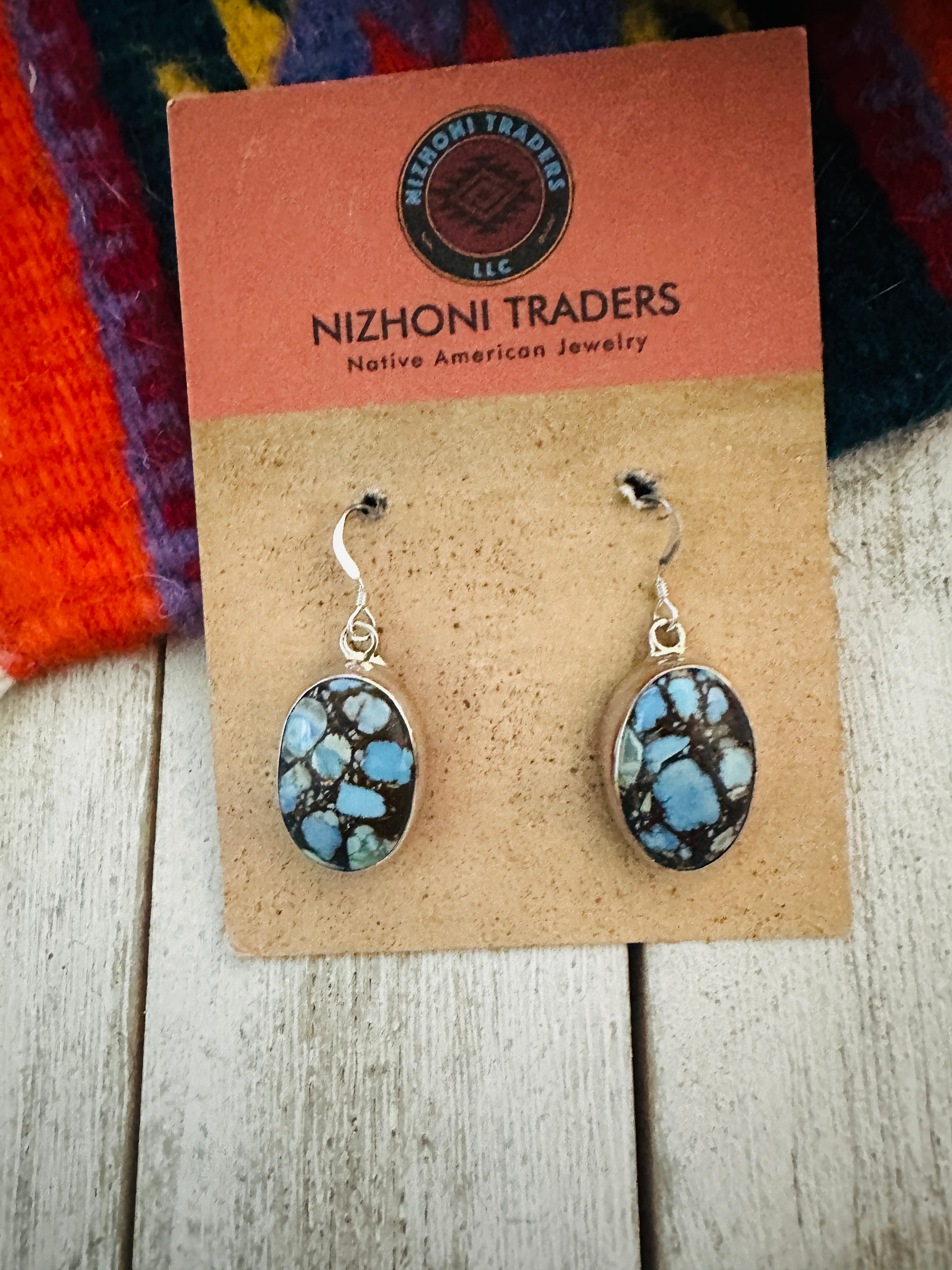 Navajo Golden Hills Turquoise & Sterling Silver Dangle Earrings