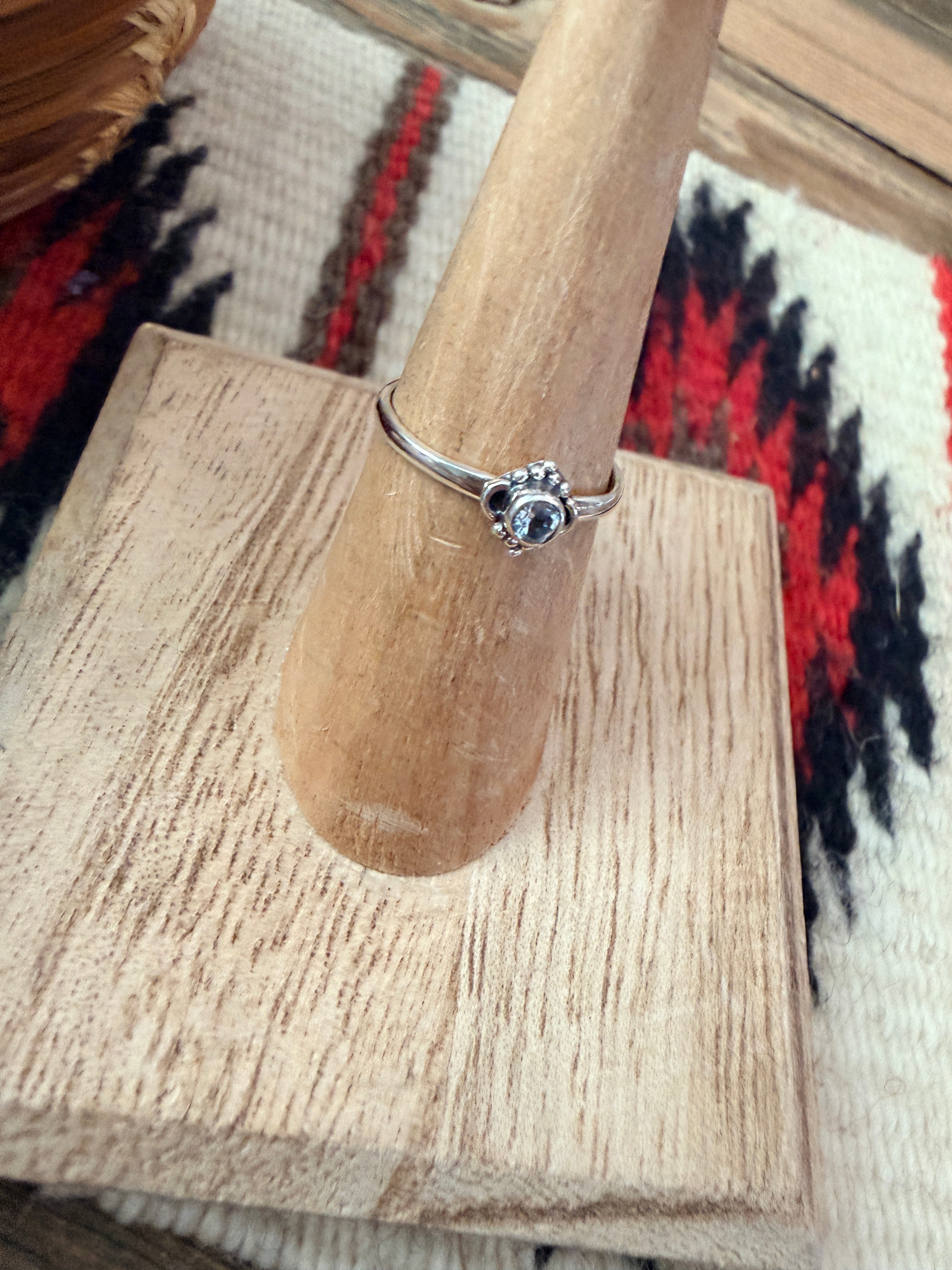 Handmade Sterling Silver & Topaz Adjustable Ring