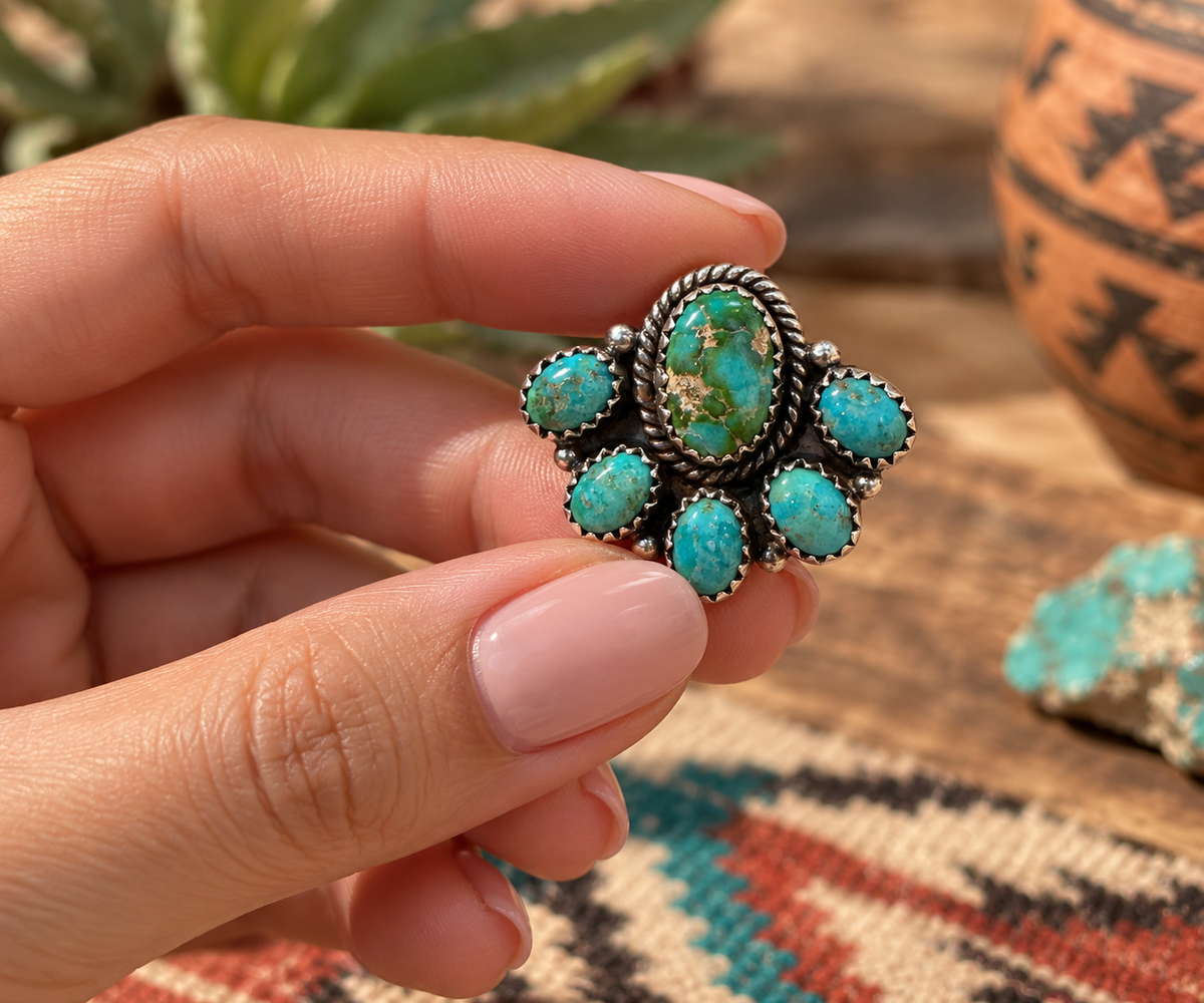 Handmade Sonoran Mountain Turquoise and Sterling Silver Post Earrings